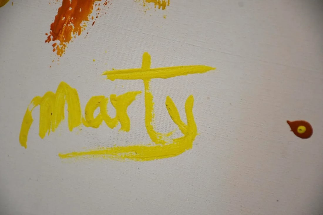 Abstract Yellow Painting Signed "Marty - 7