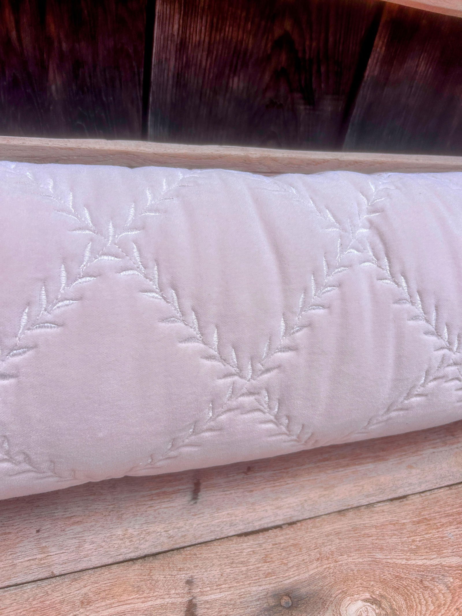 Vintage Bella Notte Linens Long Lumber Pillow in Pink Pearl - 4