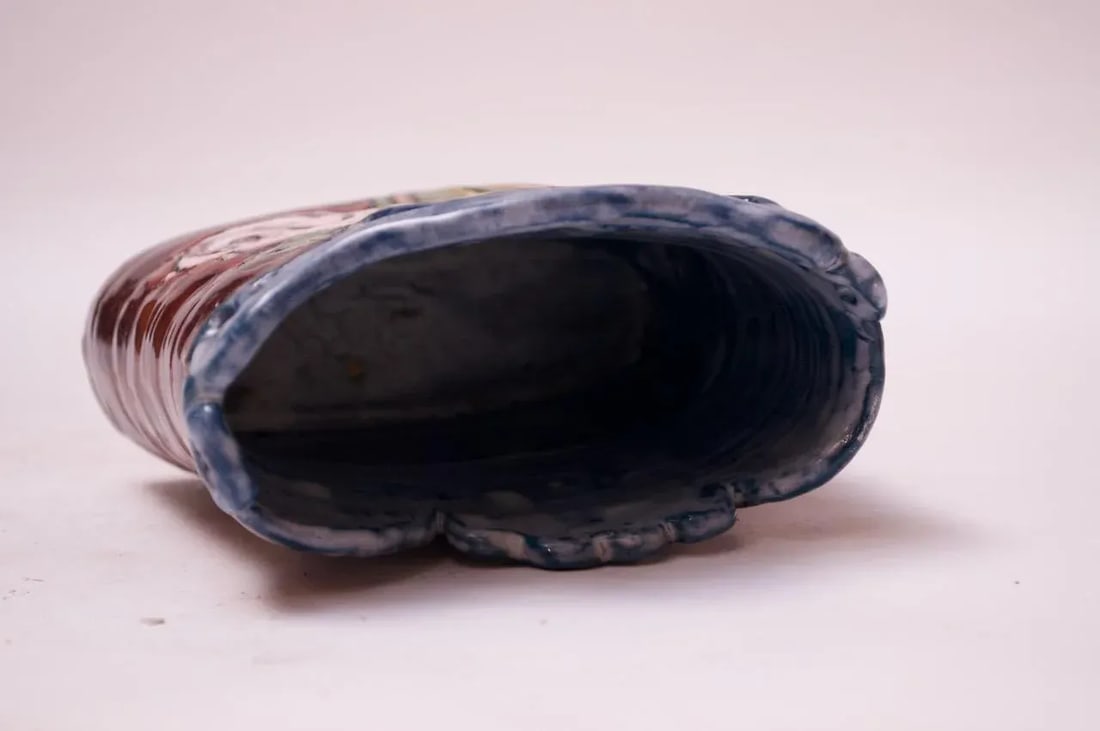 Midcentury Studio Terracotta Floral Vase Signed - 6