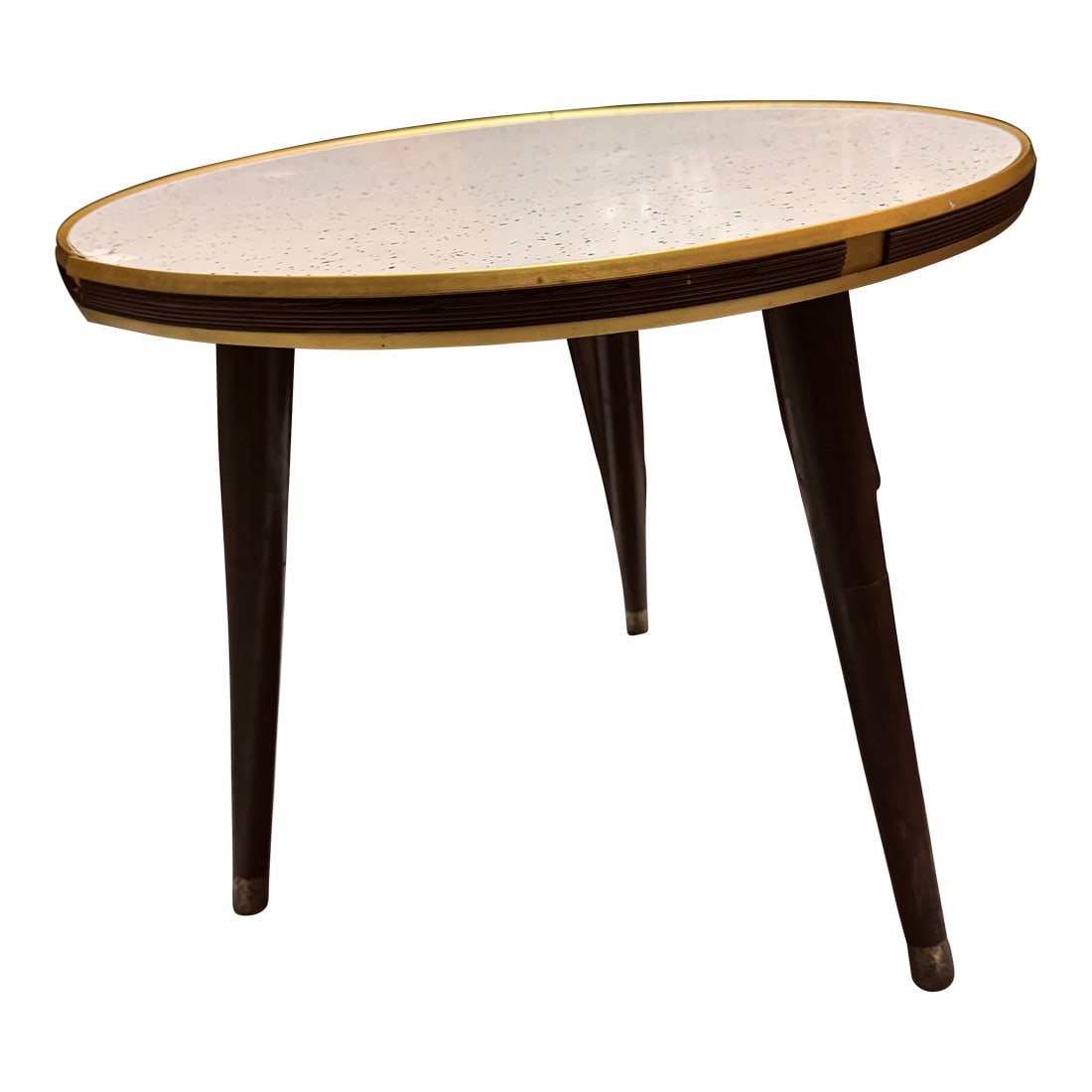 1970s Stone Top Stool With Gold Accents: Up for consideration is a beautiful stone top stool with gold accents. This would look lovely on display in your home and it is a great find for the interior design enthusiast. Please check out my