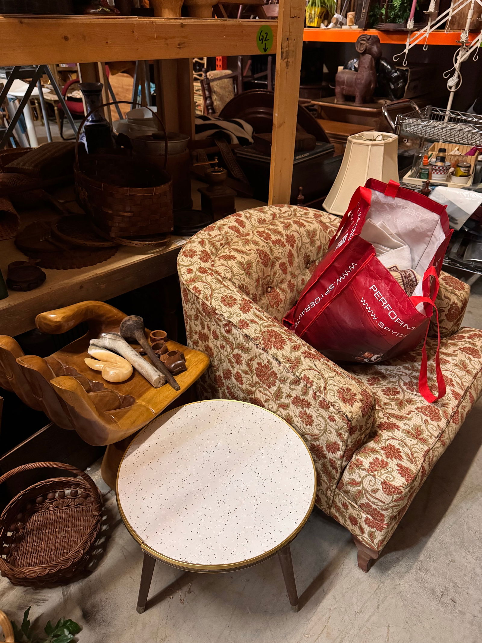 1970s Stone Top Stool With Gold Accents - 4