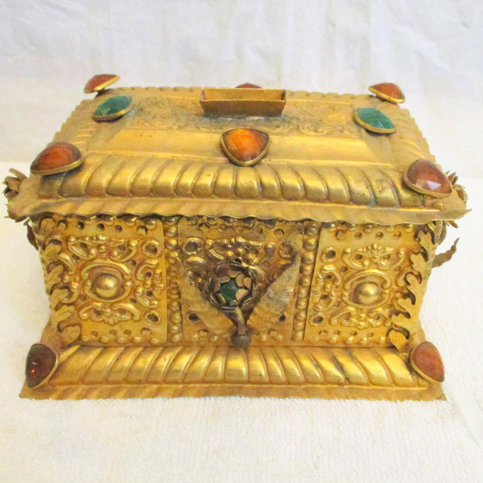 Antique Gilt and Bejeweled Alms Box - 10