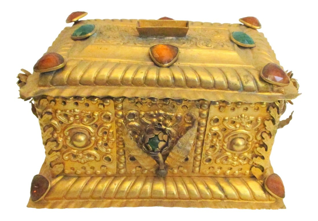 Antique Gilt and Bejeweled Alms Box (1 of 10)