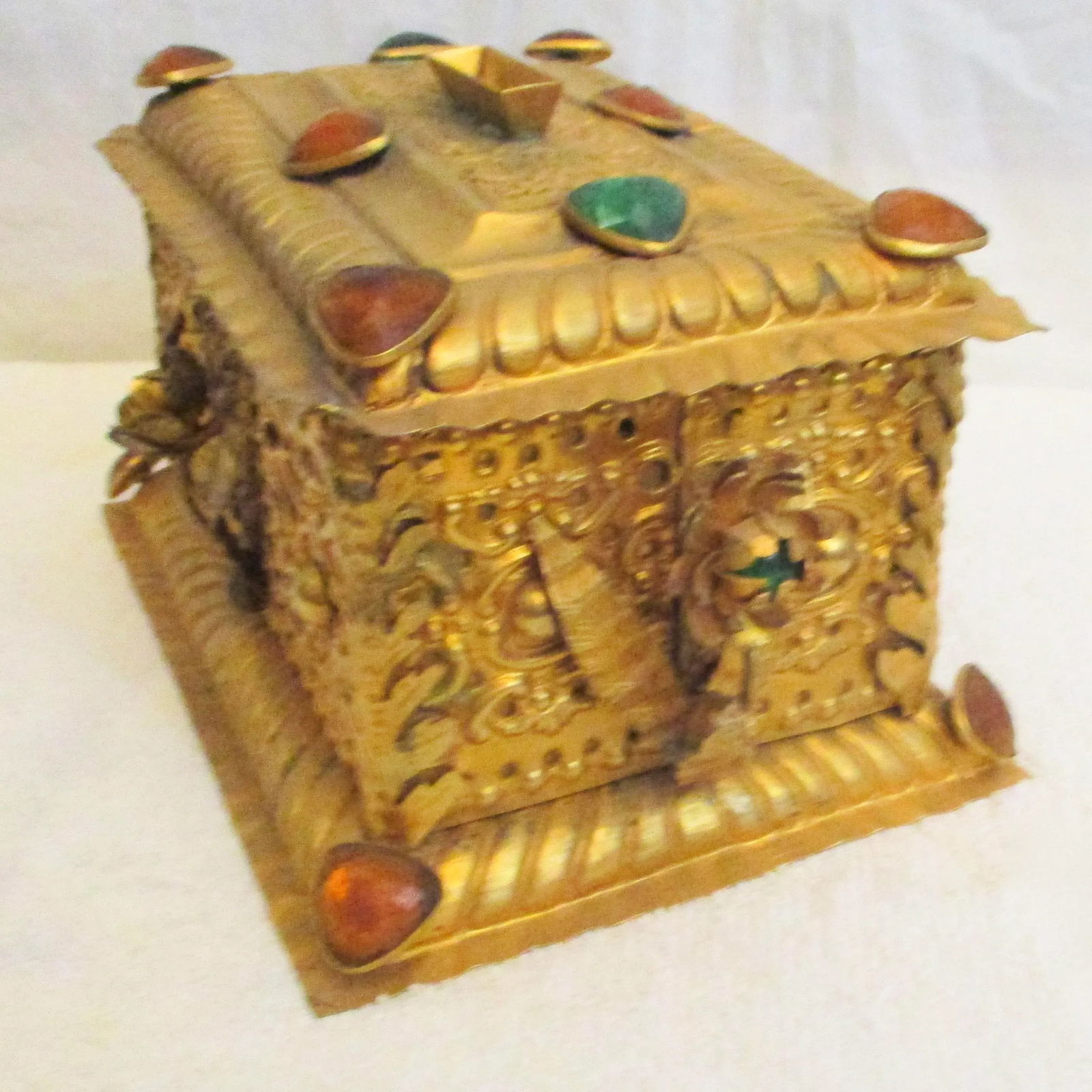 Antique Gilt and Bejeweled Alms Box - 4