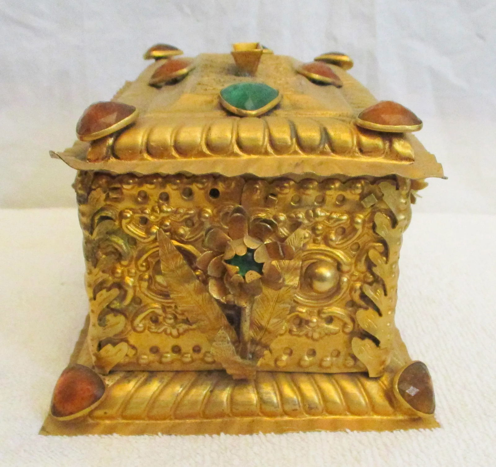 Antique Gilt and Bejeweled Alms Box - 5