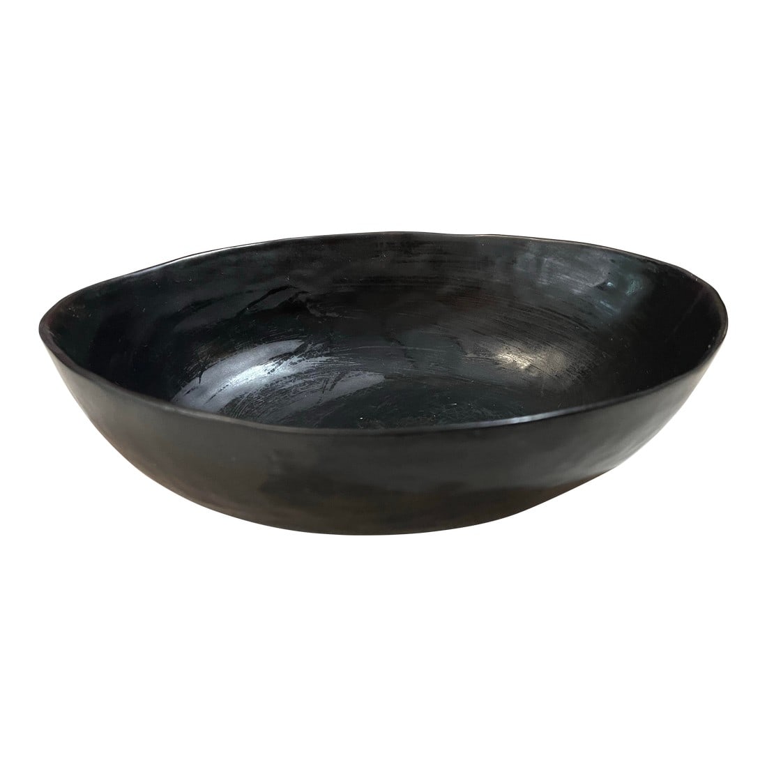 1970s Biomorphic Hand Fired Black Pottery Bowl (1 of 8)