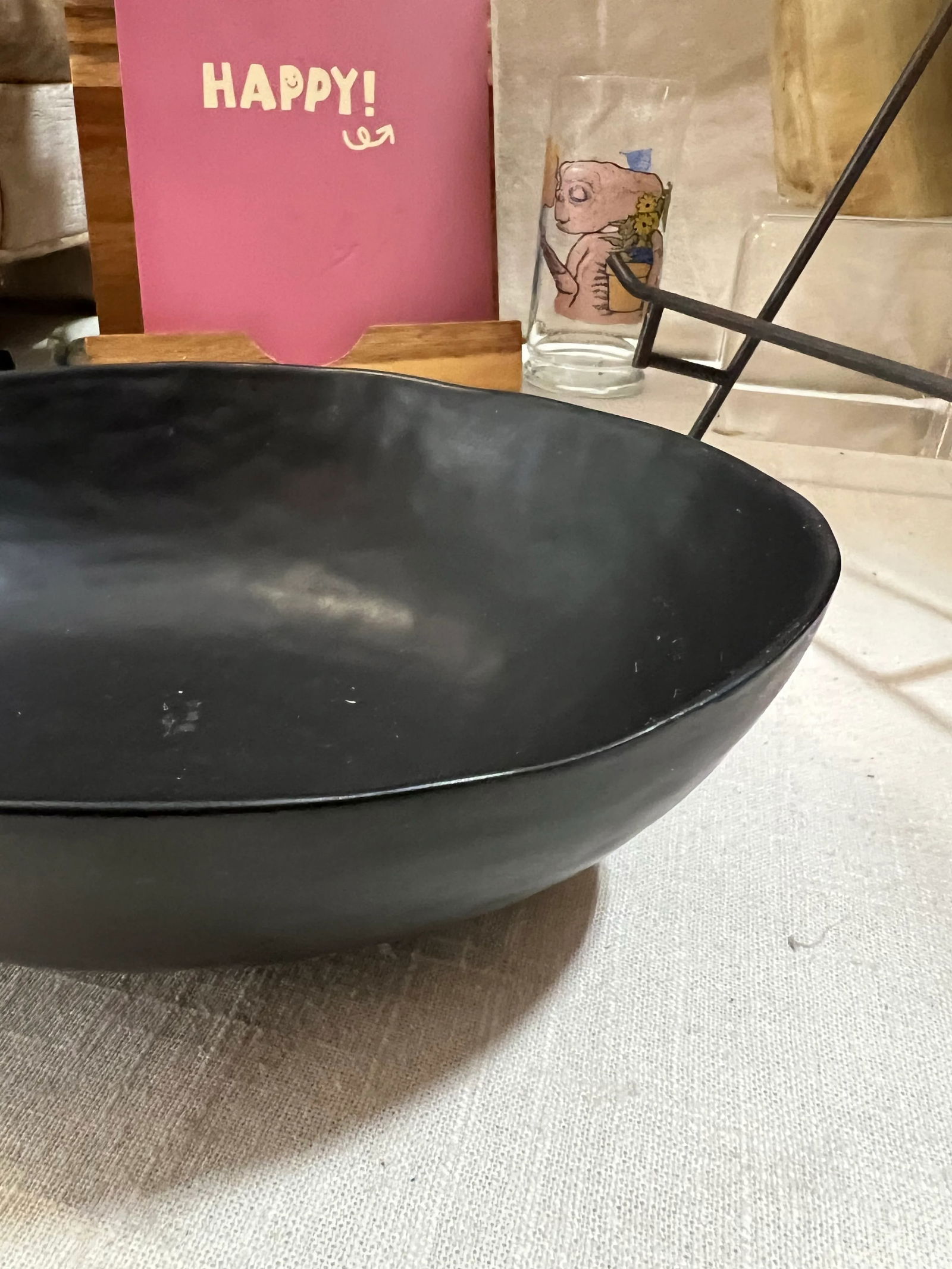 1970s Biomorphic Hand Fired Black Pottery Bowl - 2
