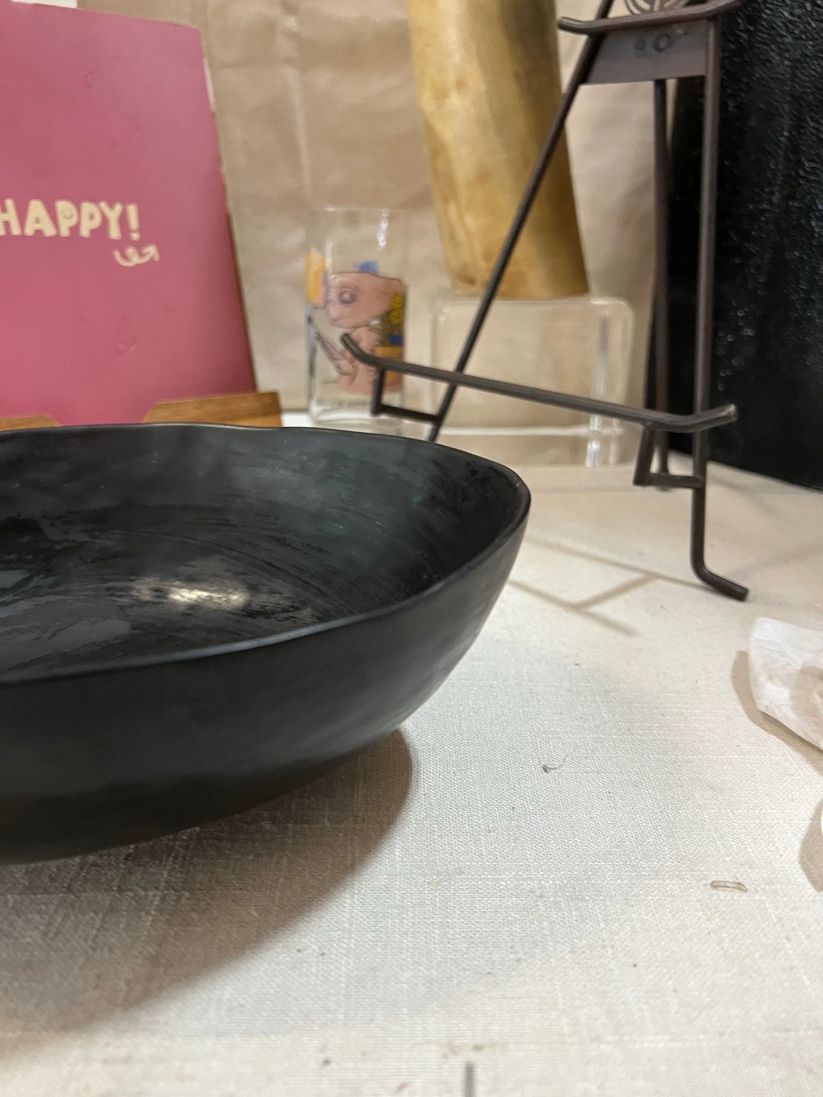 1970s Biomorphic Hand Fired Black Pottery Bowl - 3