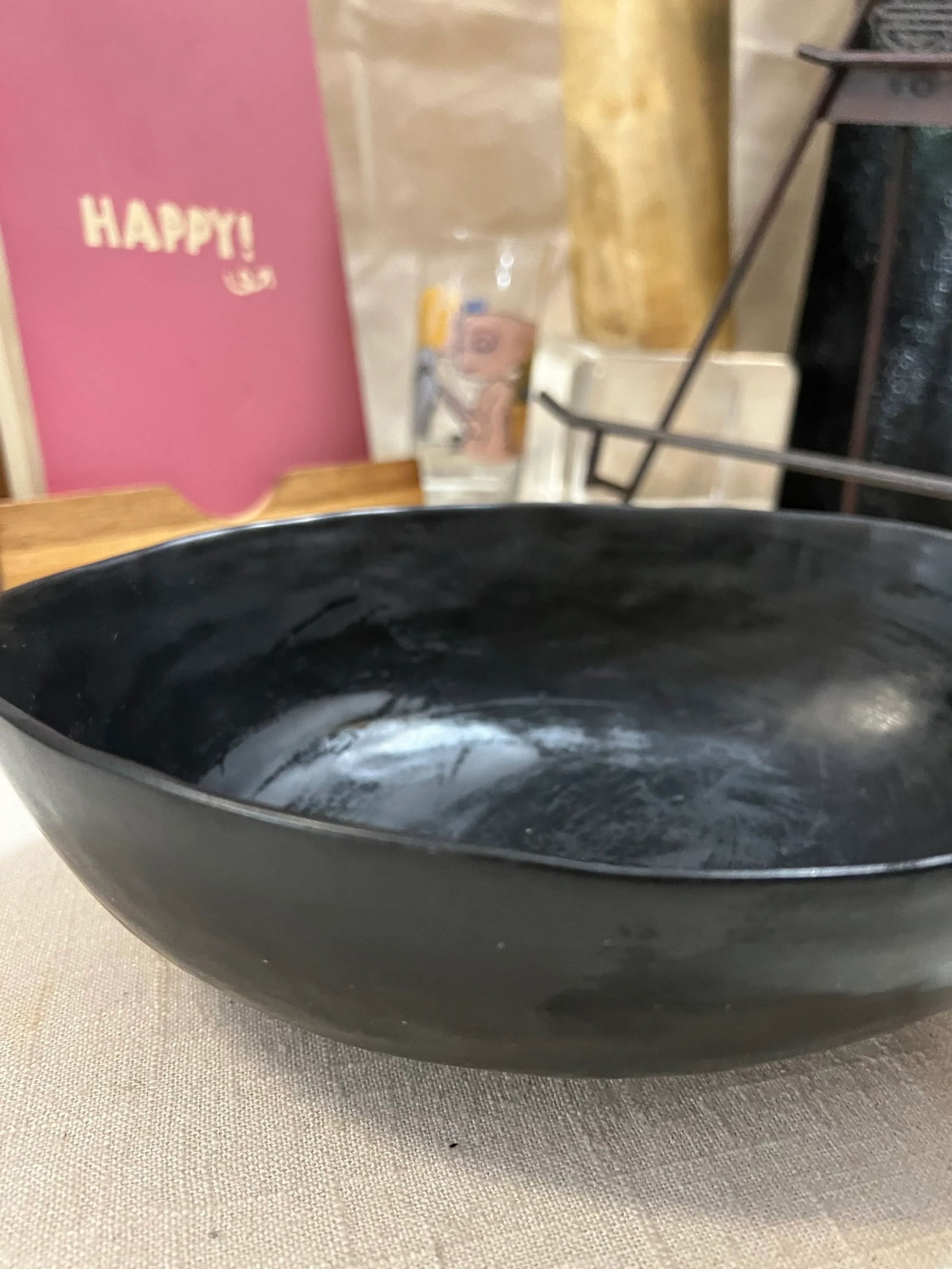 1970s Biomorphic Hand Fired Black Pottery Bowl - 5