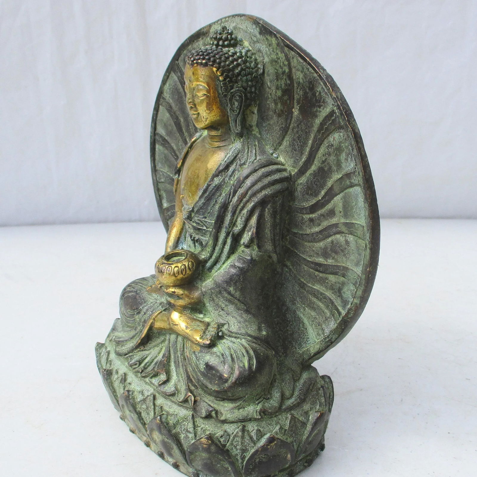 Vintage Bronze Chinese Buddha Figurine - 2