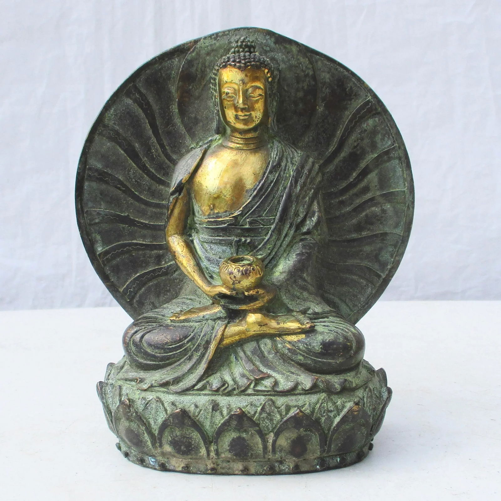 Vintage Bronze Chinese Buddha Figurine - 7