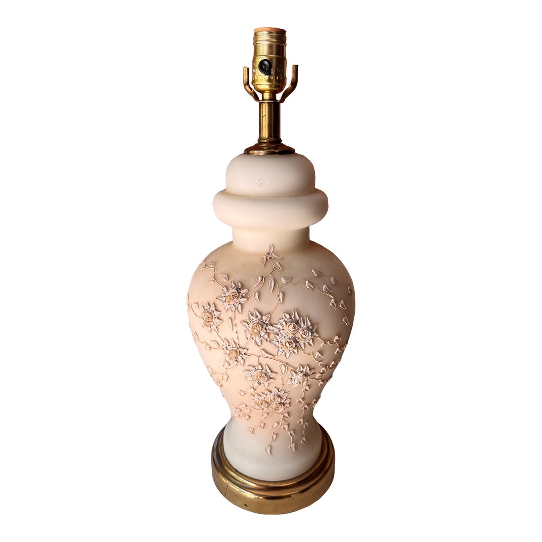 Vintage Floral Sculptural White Pottery Lamp (1 of 5)