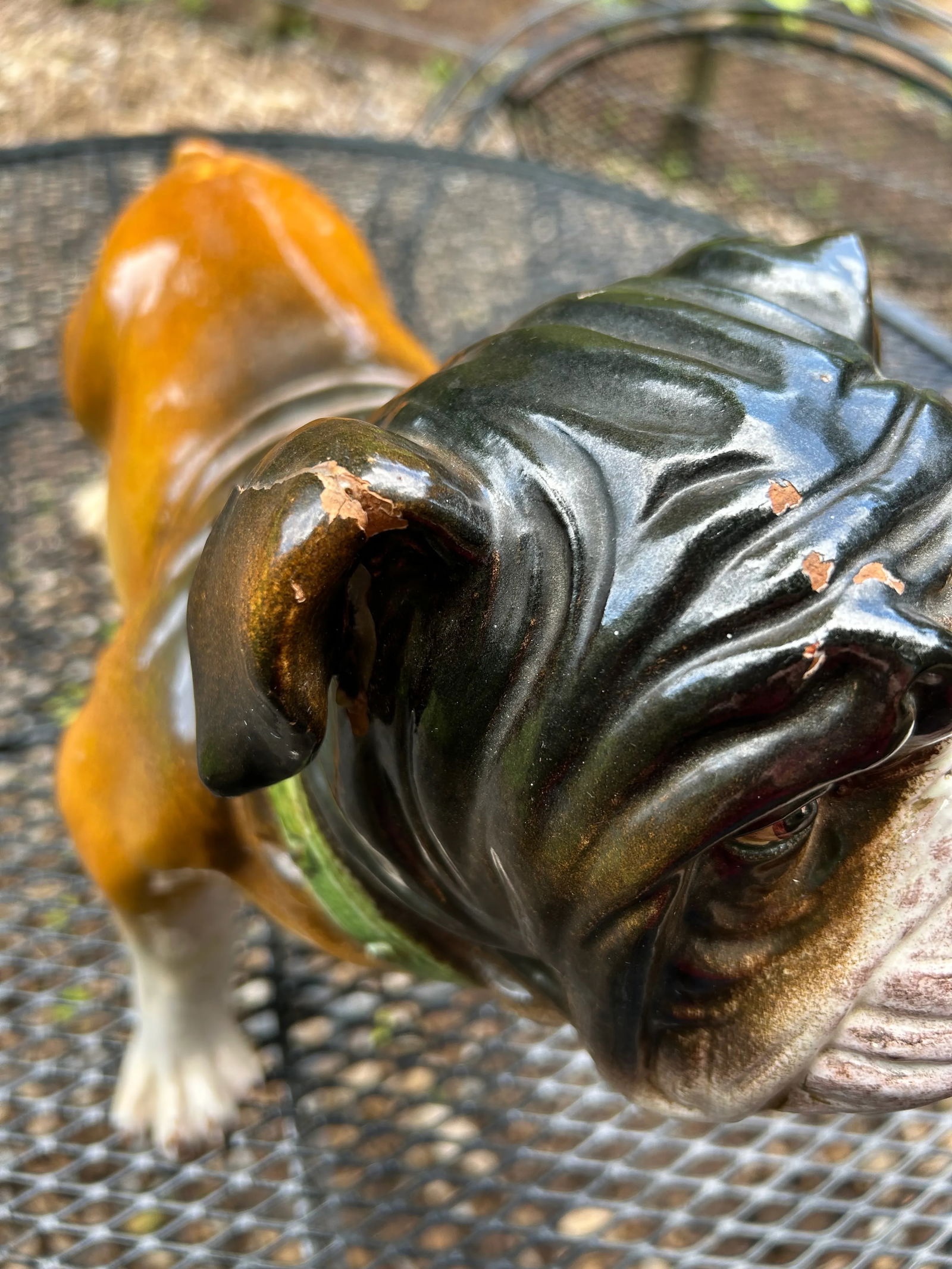Large Ceramic Painted Bulldog Sculpture - 10