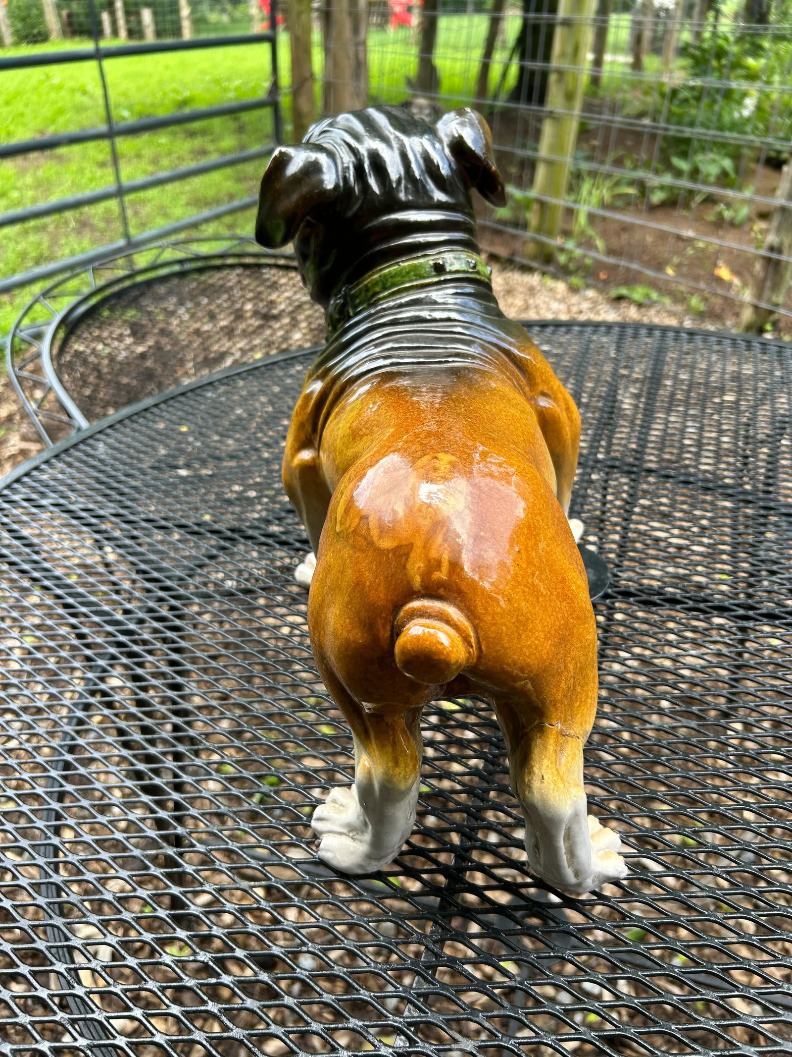 Large Ceramic Painted Bulldog Sculpture - 12