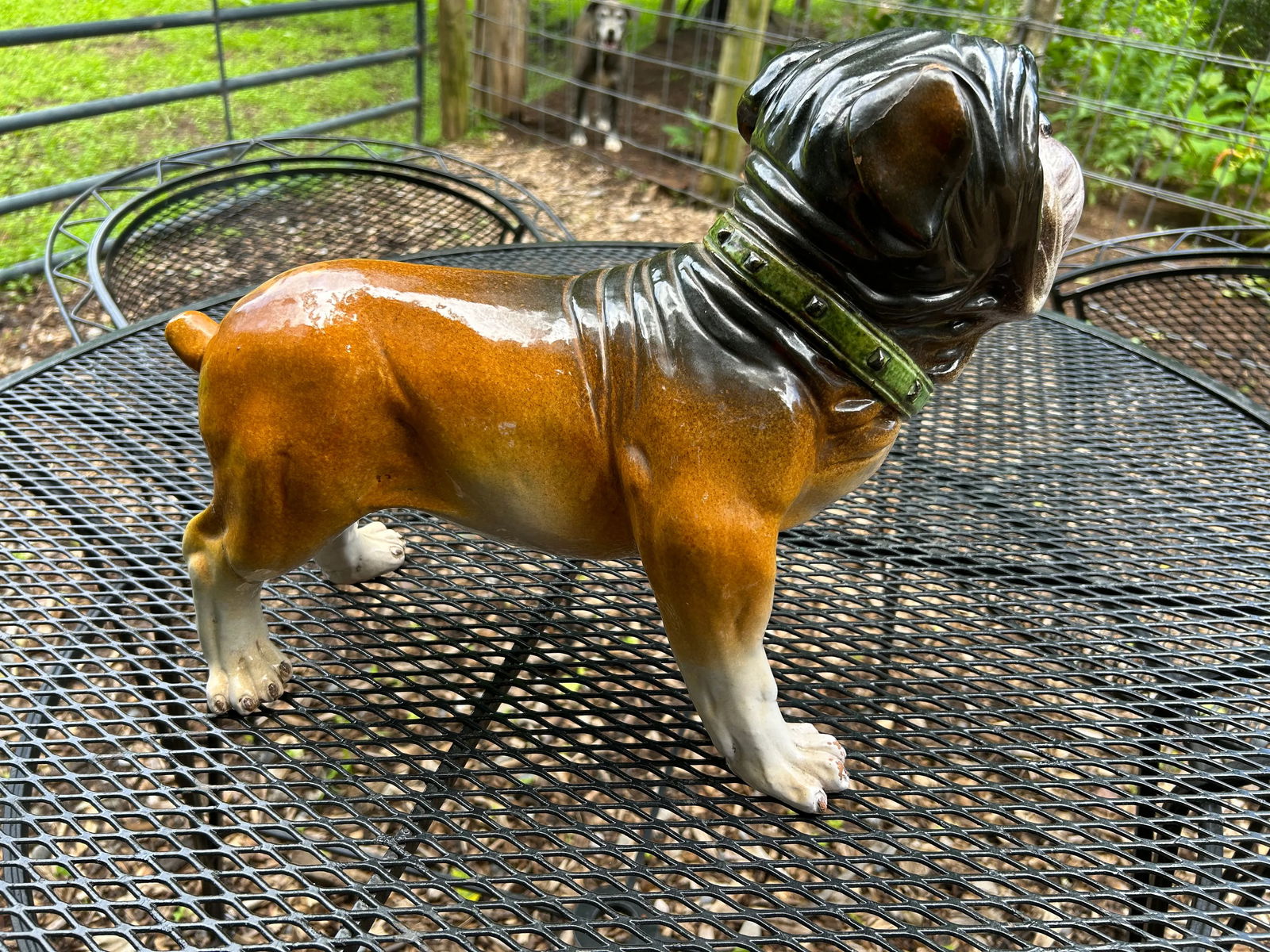 Large Ceramic Painted Bulldog Sculpture - 4