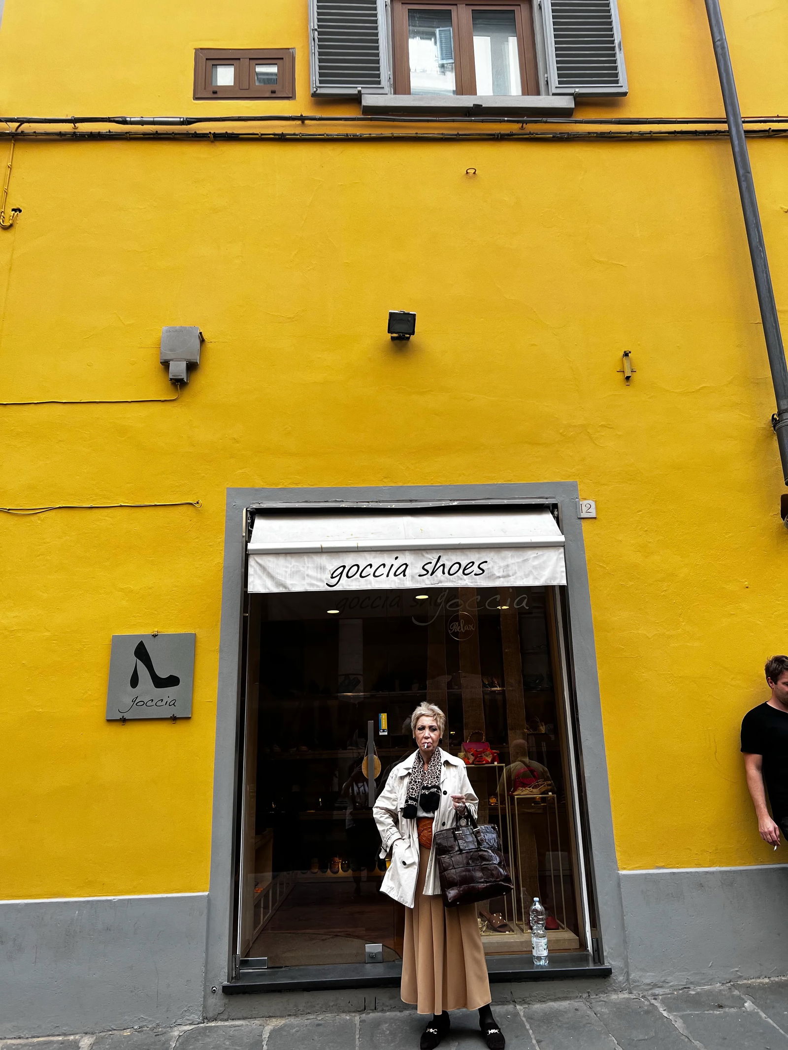 Centro Storico, Firenze, Framed Photograph , Woman With Cigarette at Goccia Shoes - 2
