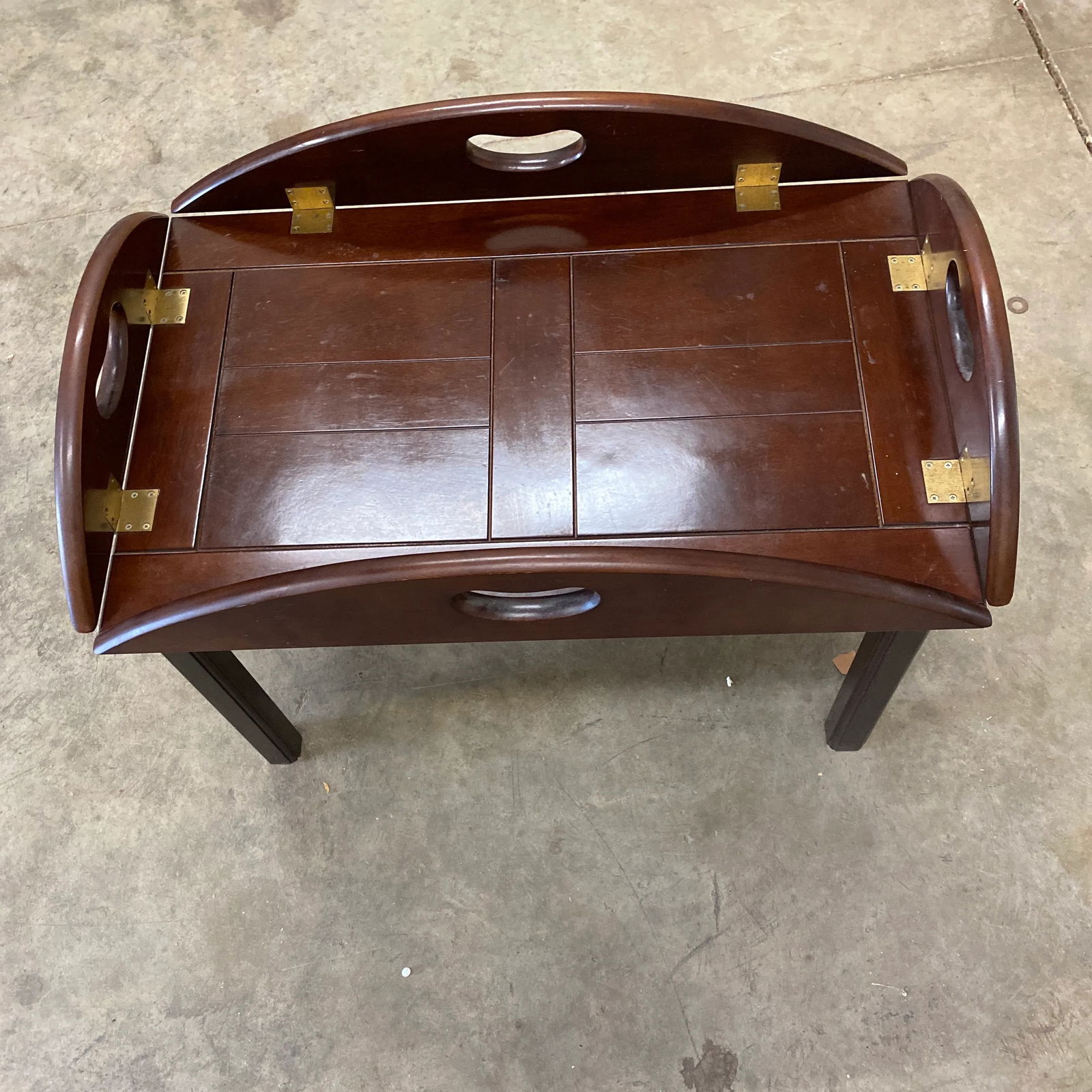 1970s Brown Wooden Coffee Table W Removable Tray Top - 3