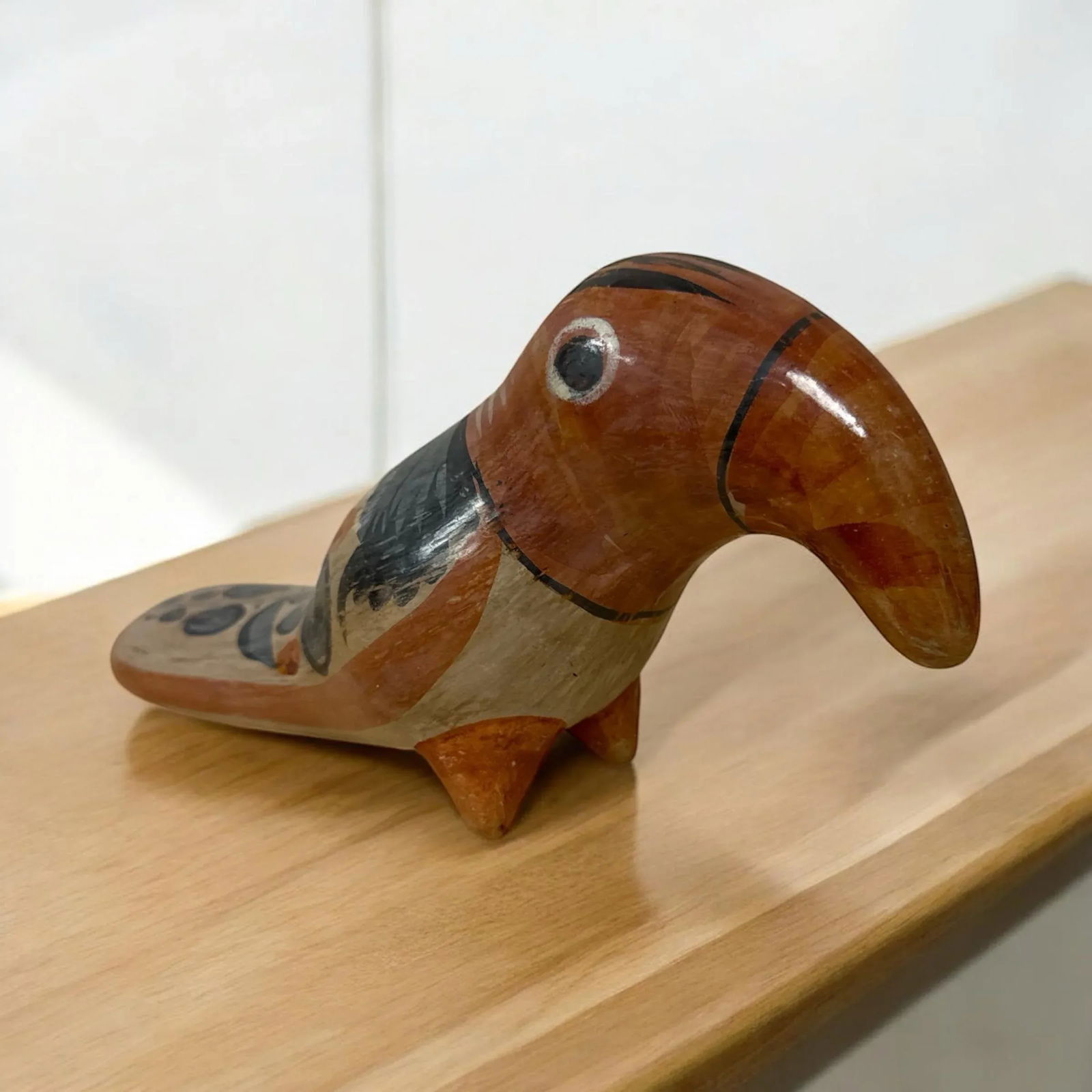 Mid 20th Century Tonala Toucan Clay Bird Pottery Folk Art - 4