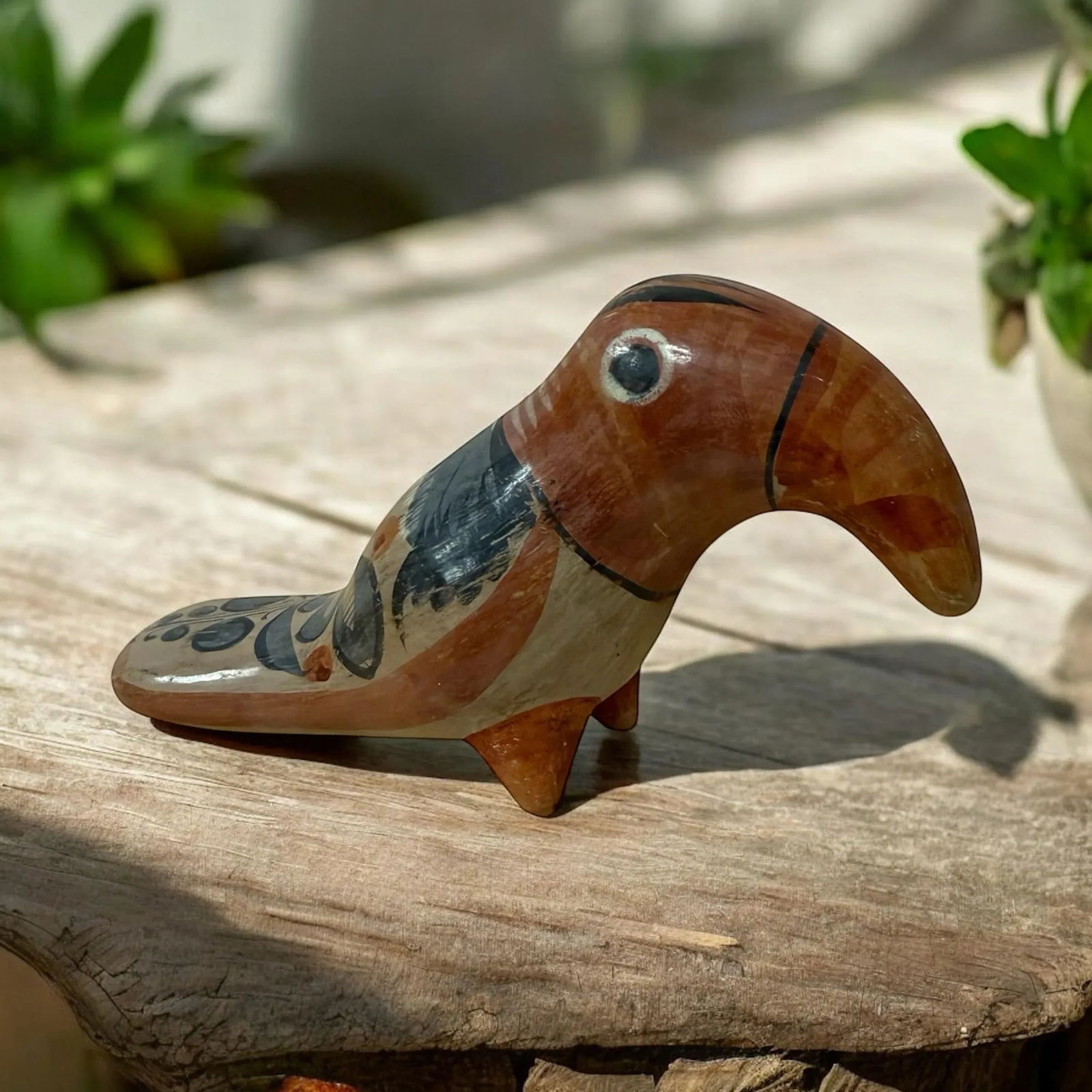 Mid 20th Century Tonala Toucan Clay Bird Pottery Folk Art - 6