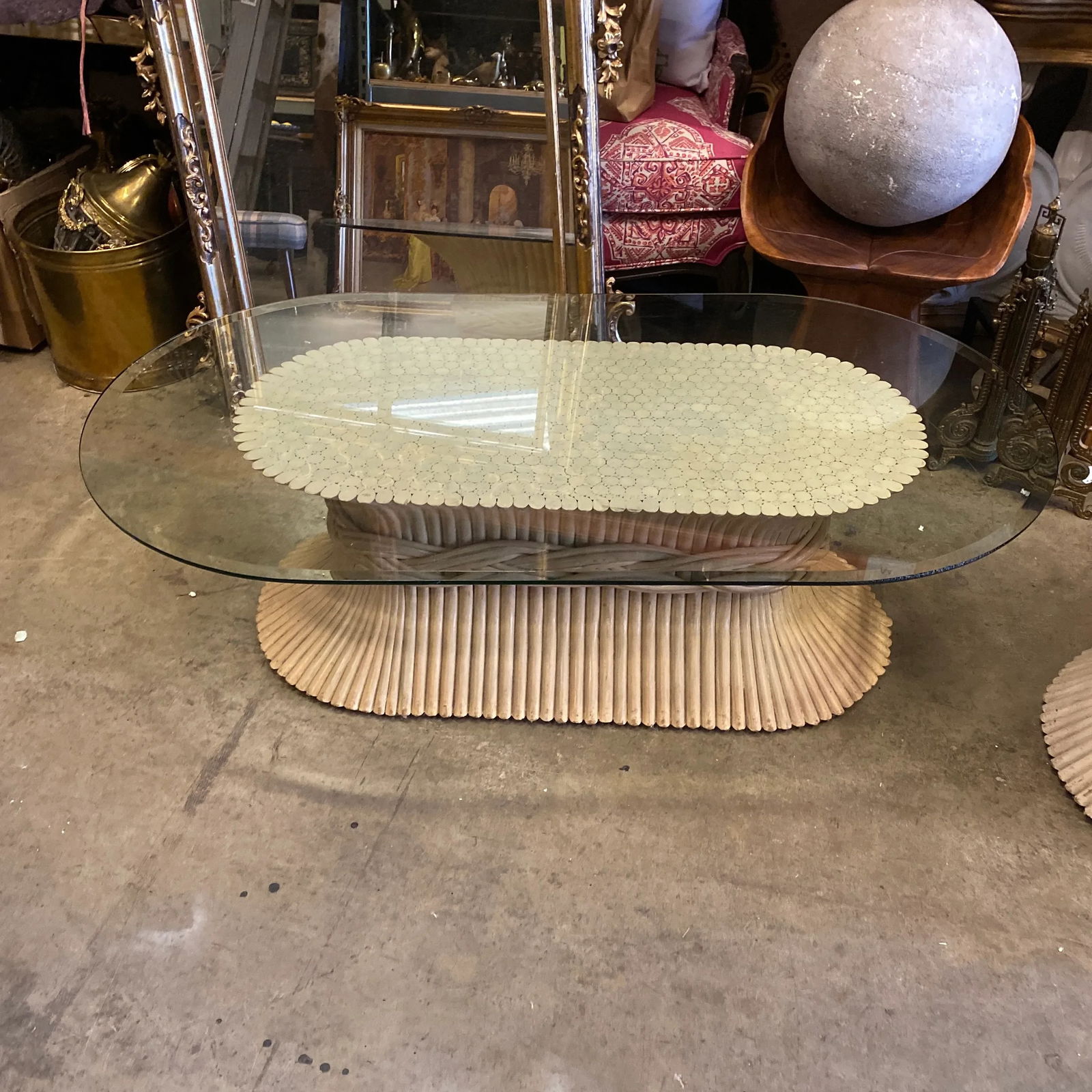 1970s McGuire White Wheat Coffee Table - 11