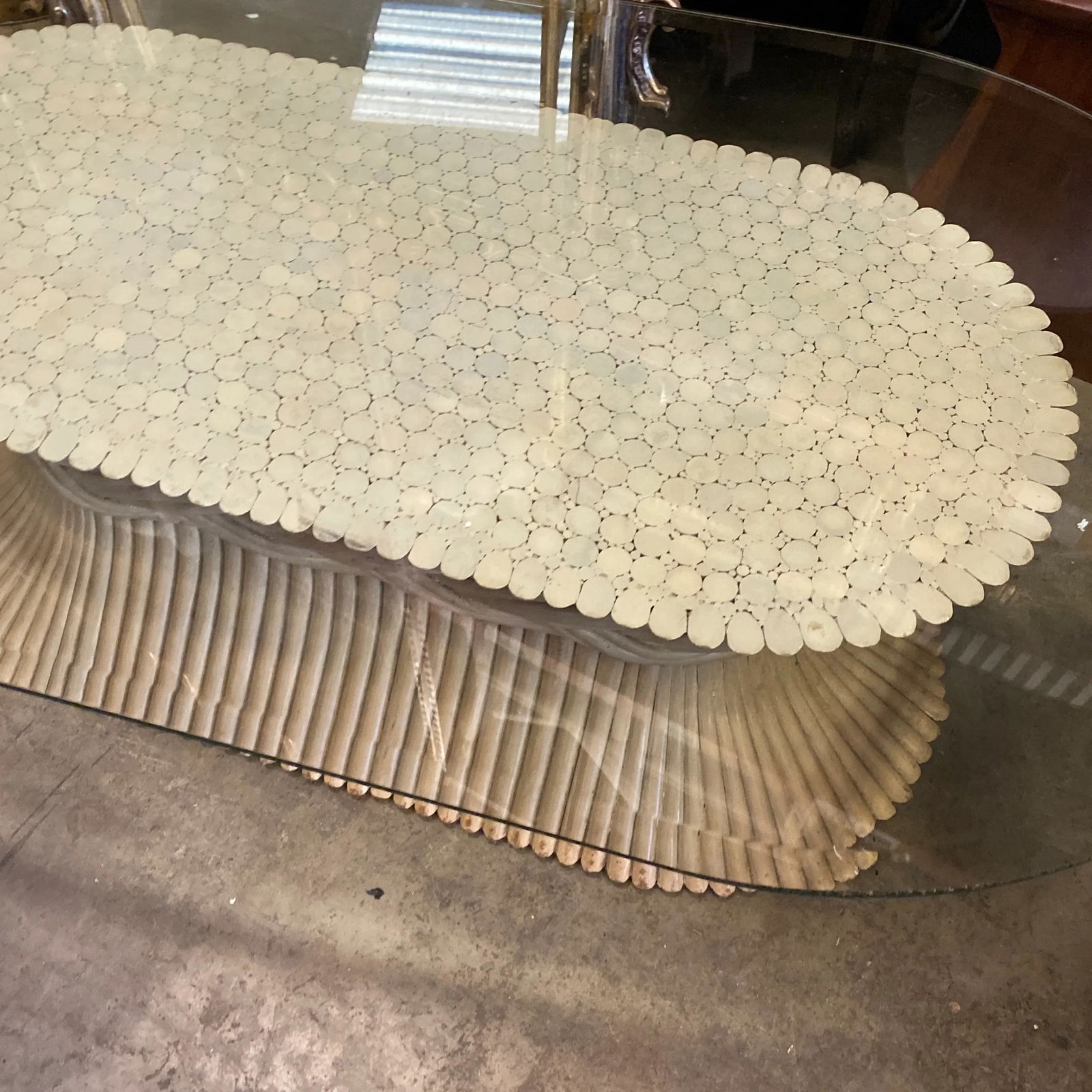 1970s McGuire White Wheat Coffee Table - 12