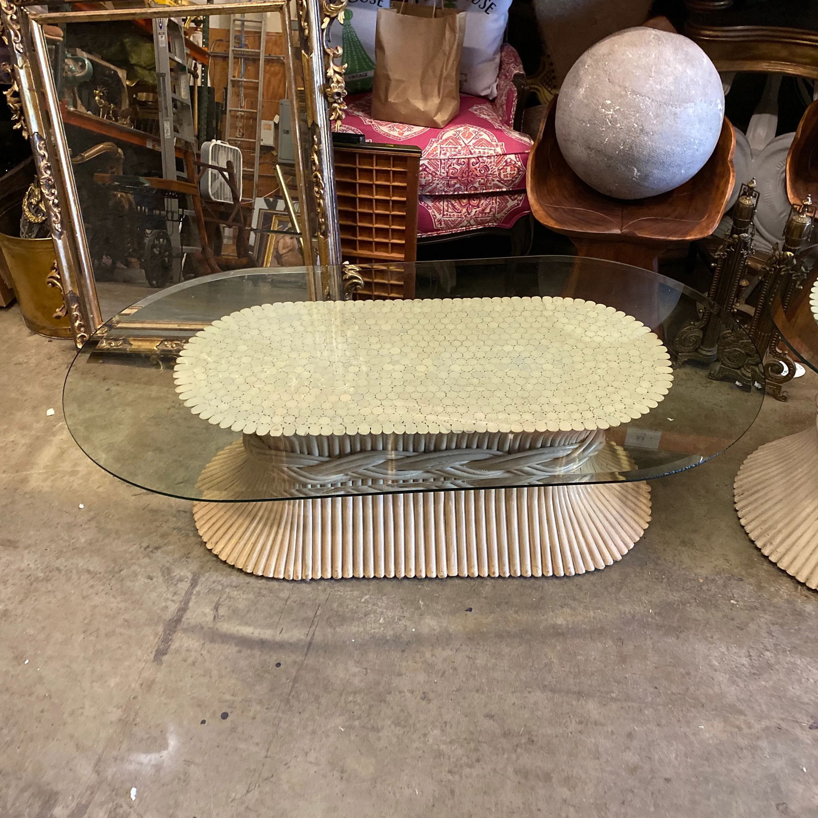 1970s McGuire White Wheat Coffee Table - 13