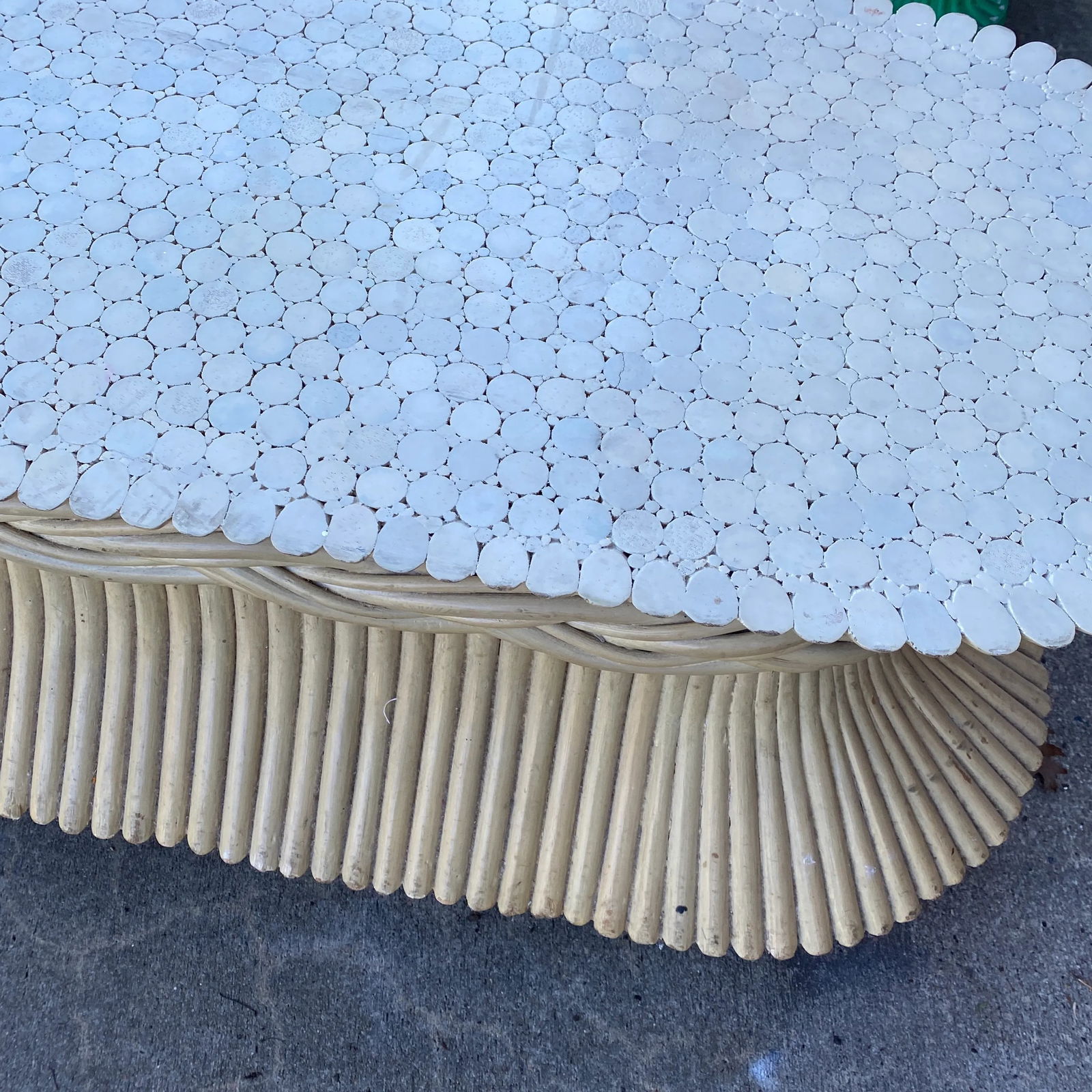 1970s McGuire White Wheat Coffee Table - 3