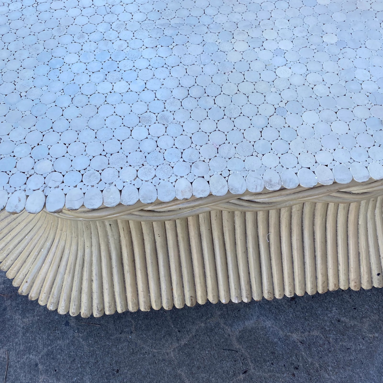 1970s McGuire White Wheat Coffee Table - 4