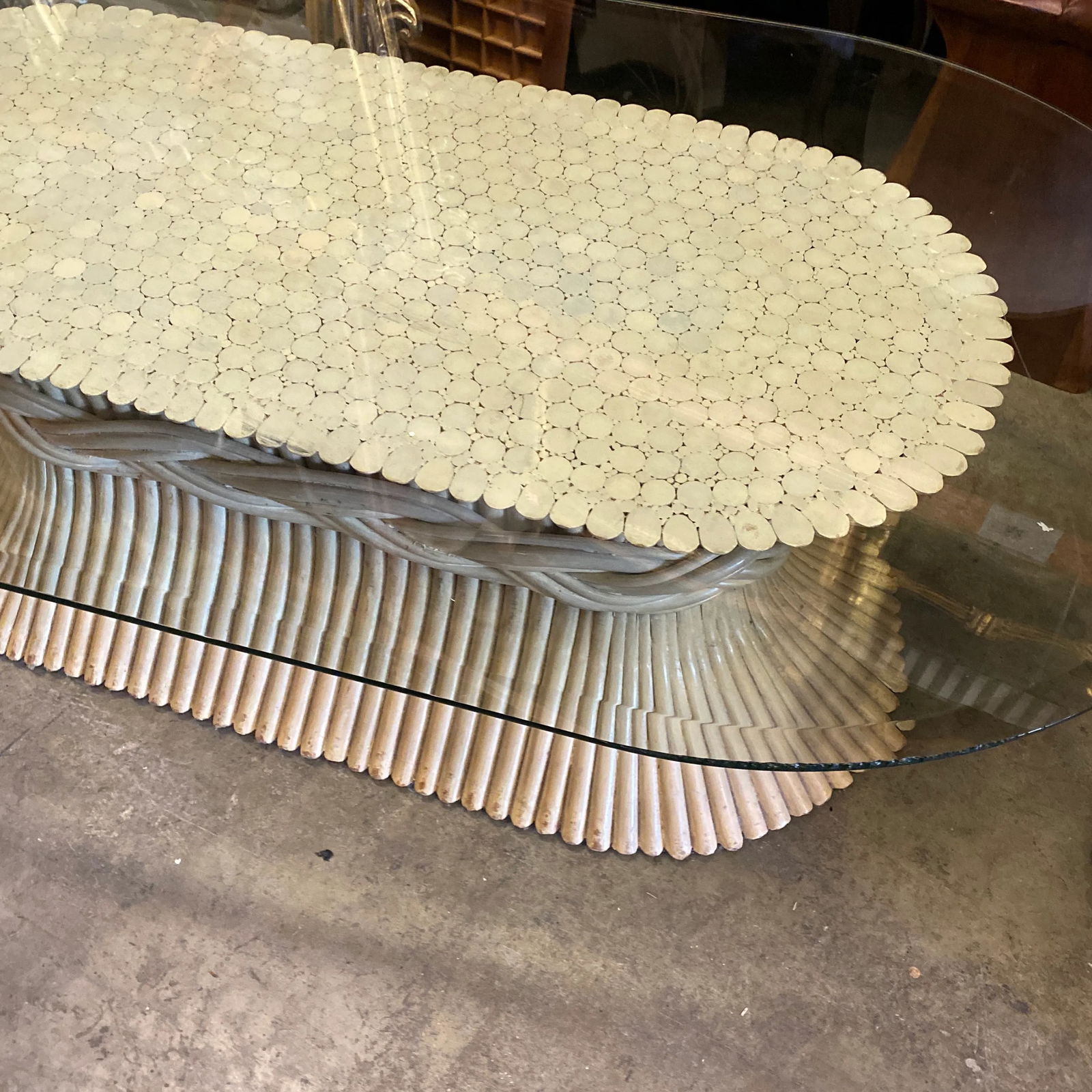 1970s McGuire White Wheat Coffee Table - 5