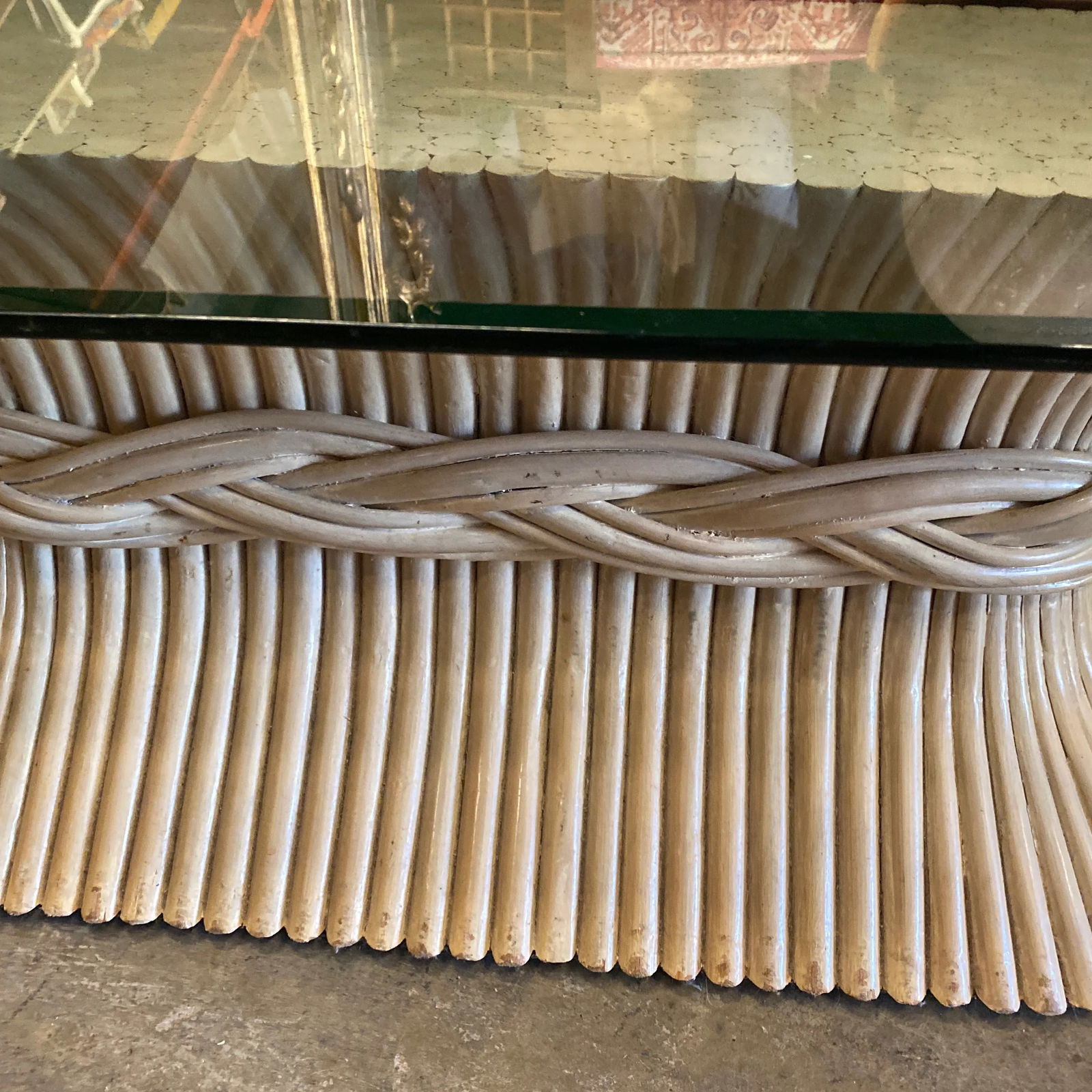 1970s McGuire White Wheat Coffee Table - 6