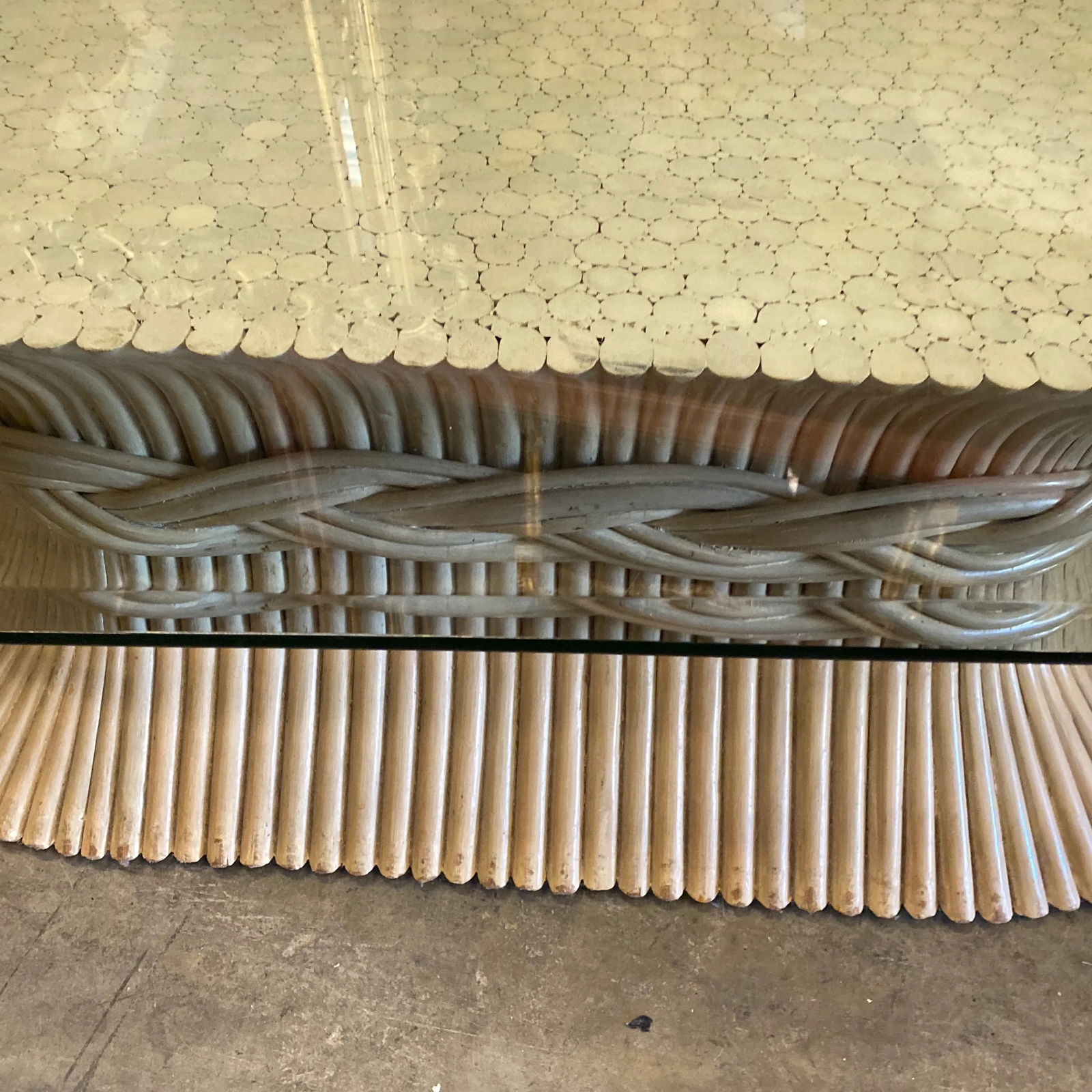 1970s McGuire White Wheat Coffee Table - 7