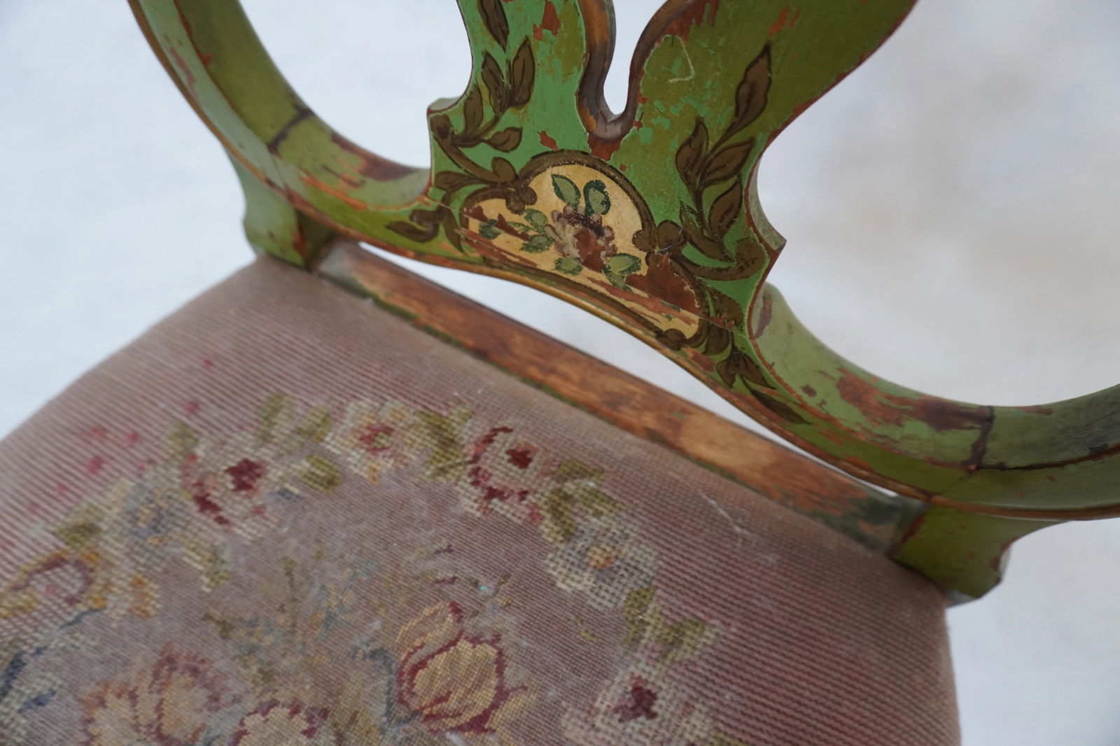 Late 19th Century Green Painted Chair With Needlepoint Seat - 14