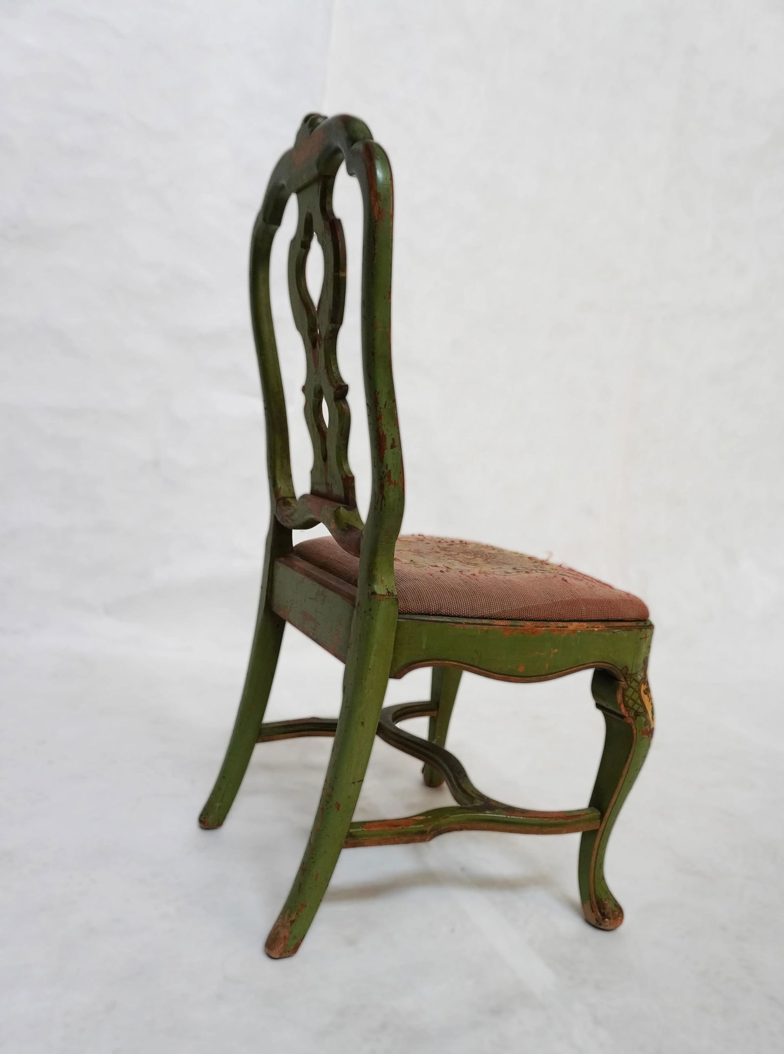 Late 19th Century Green Painted Chair With Needlepoint Seat - 3