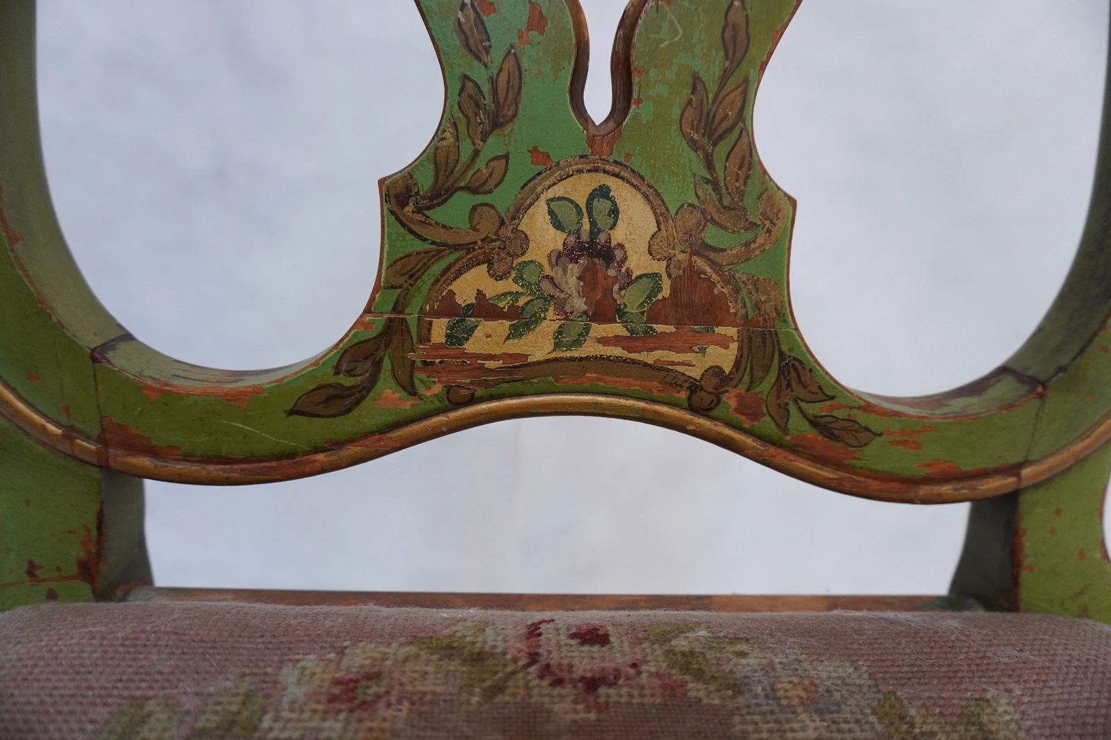 Late 19th Century Green Painted Chair With Needlepoint Seat - 7