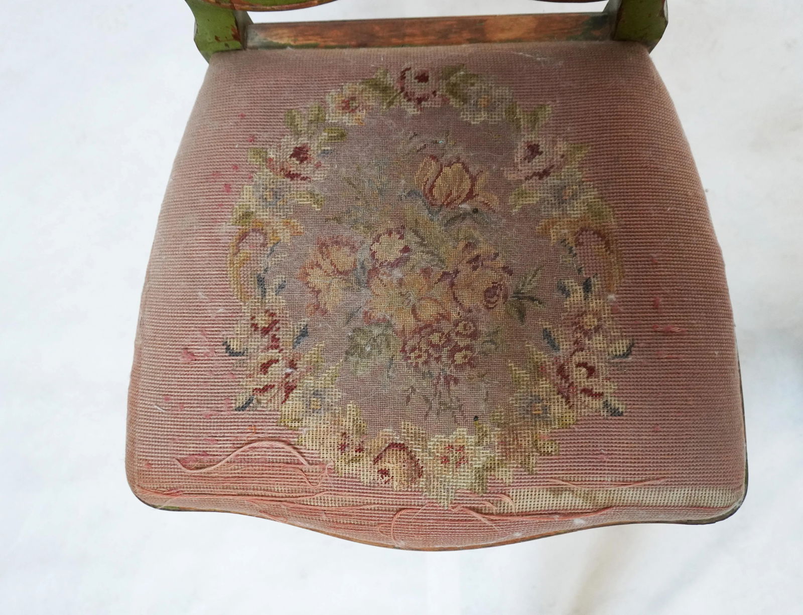 Late 19th Century Green Painted Chair With Needlepoint Seat - 8