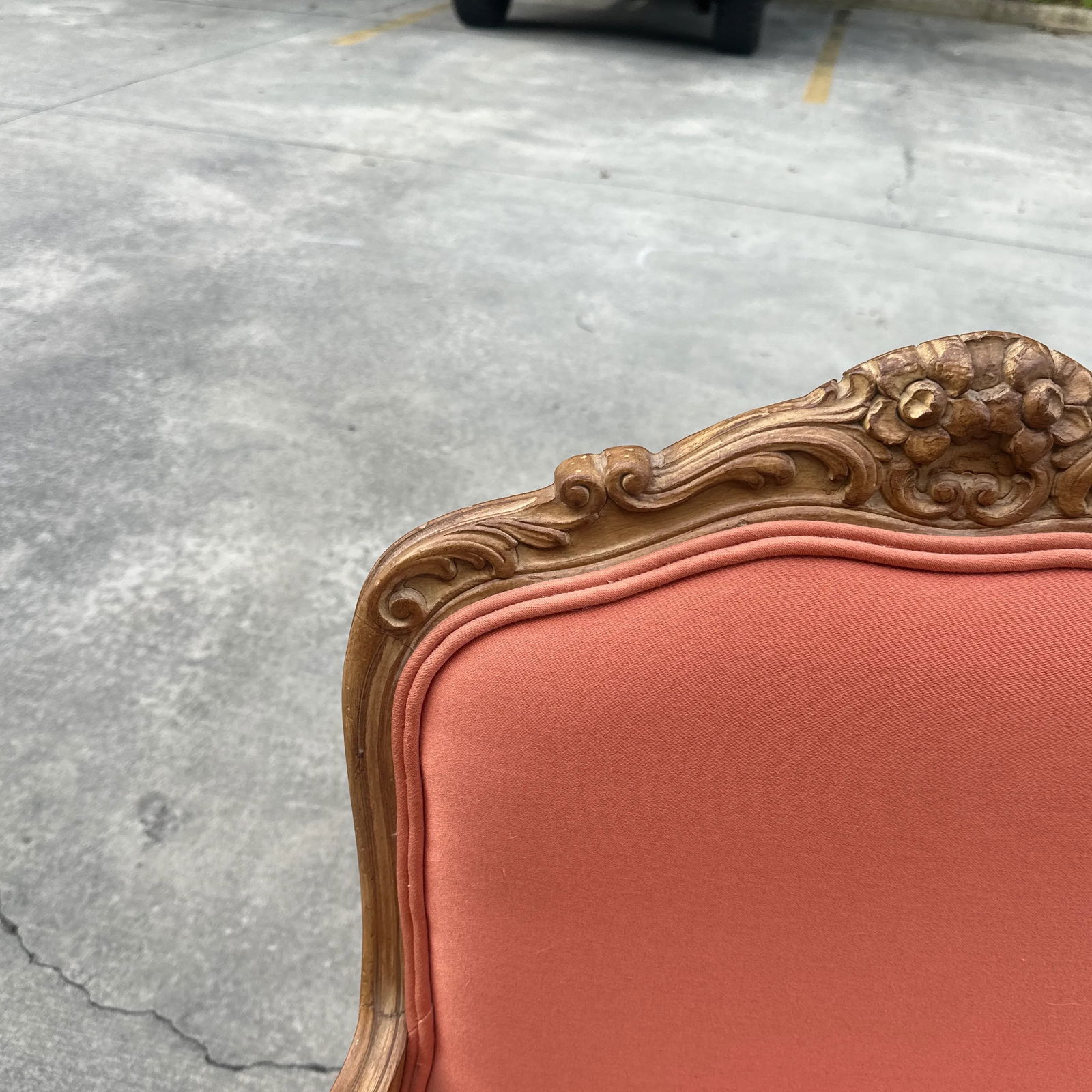 1970s Vintage Salmon Colored Cushions Wooden Chair - 2