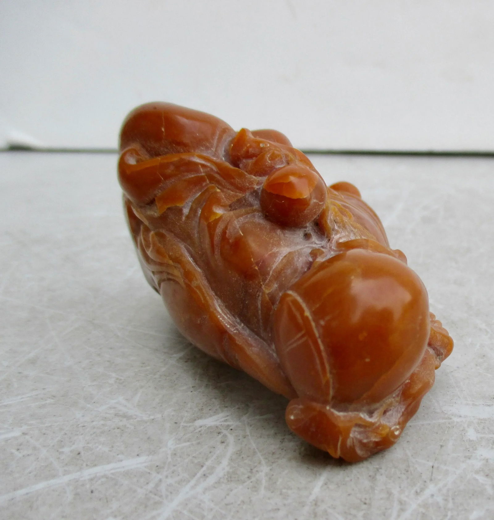 Shoushan Stone Carved Lao Tzu With Peach and Boy. - 8