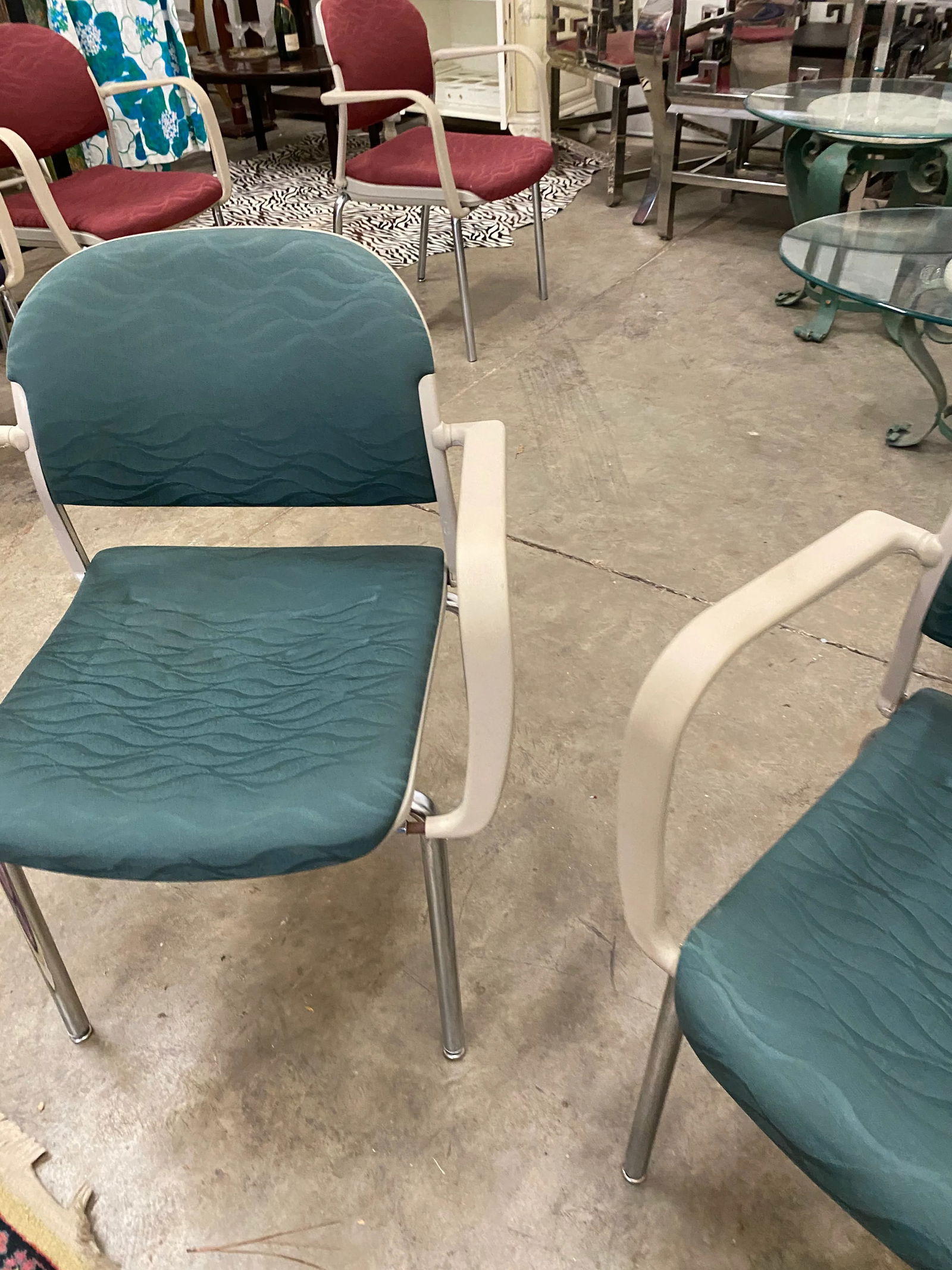 Italian Blue Mid Century Designer Office Chairs by Giancarlo Peretti- A Pair - 3
