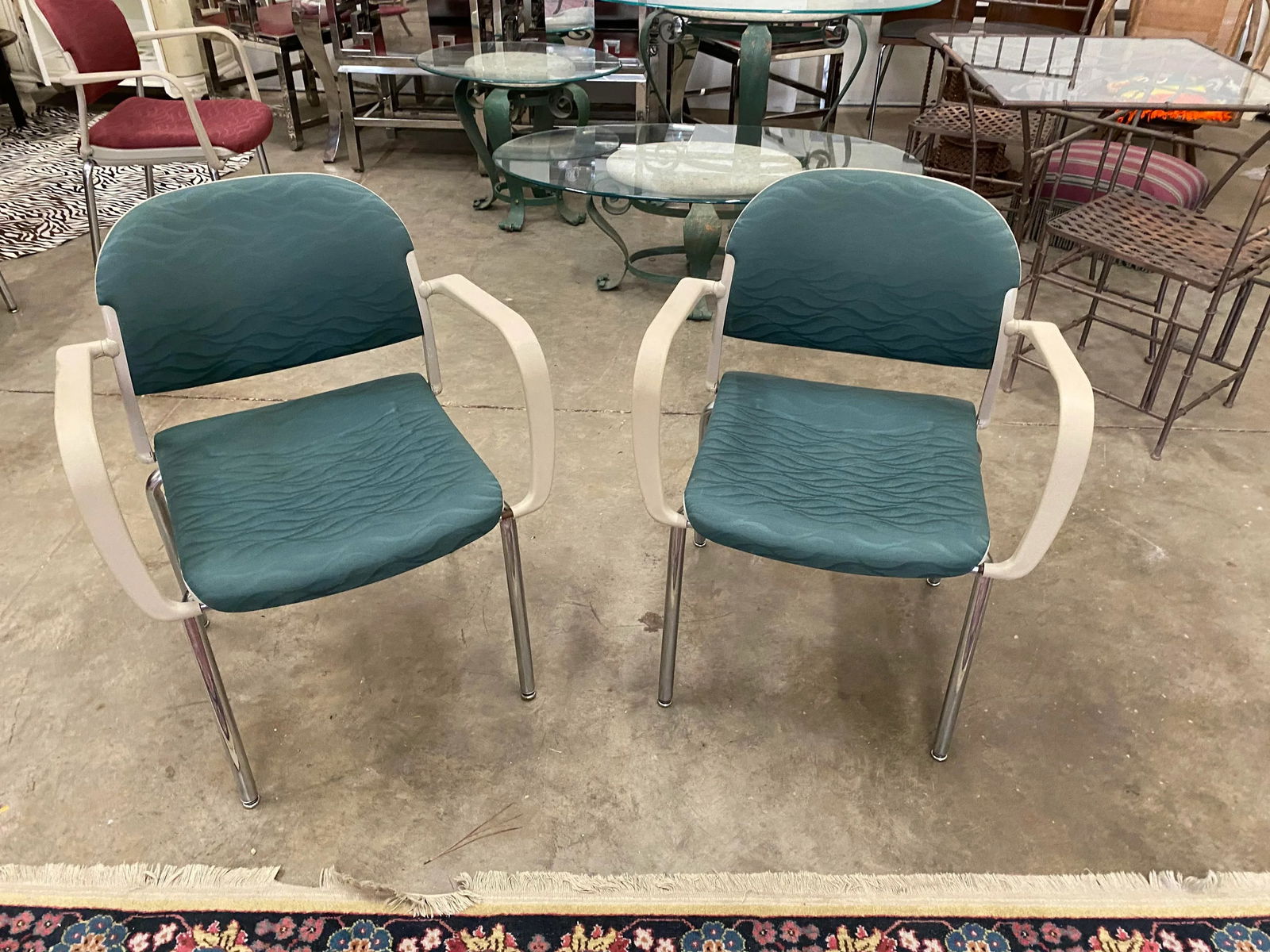 Italian Blue Mid Century Designer Office Chairs by Giancarlo Peretti- A Pair - 5