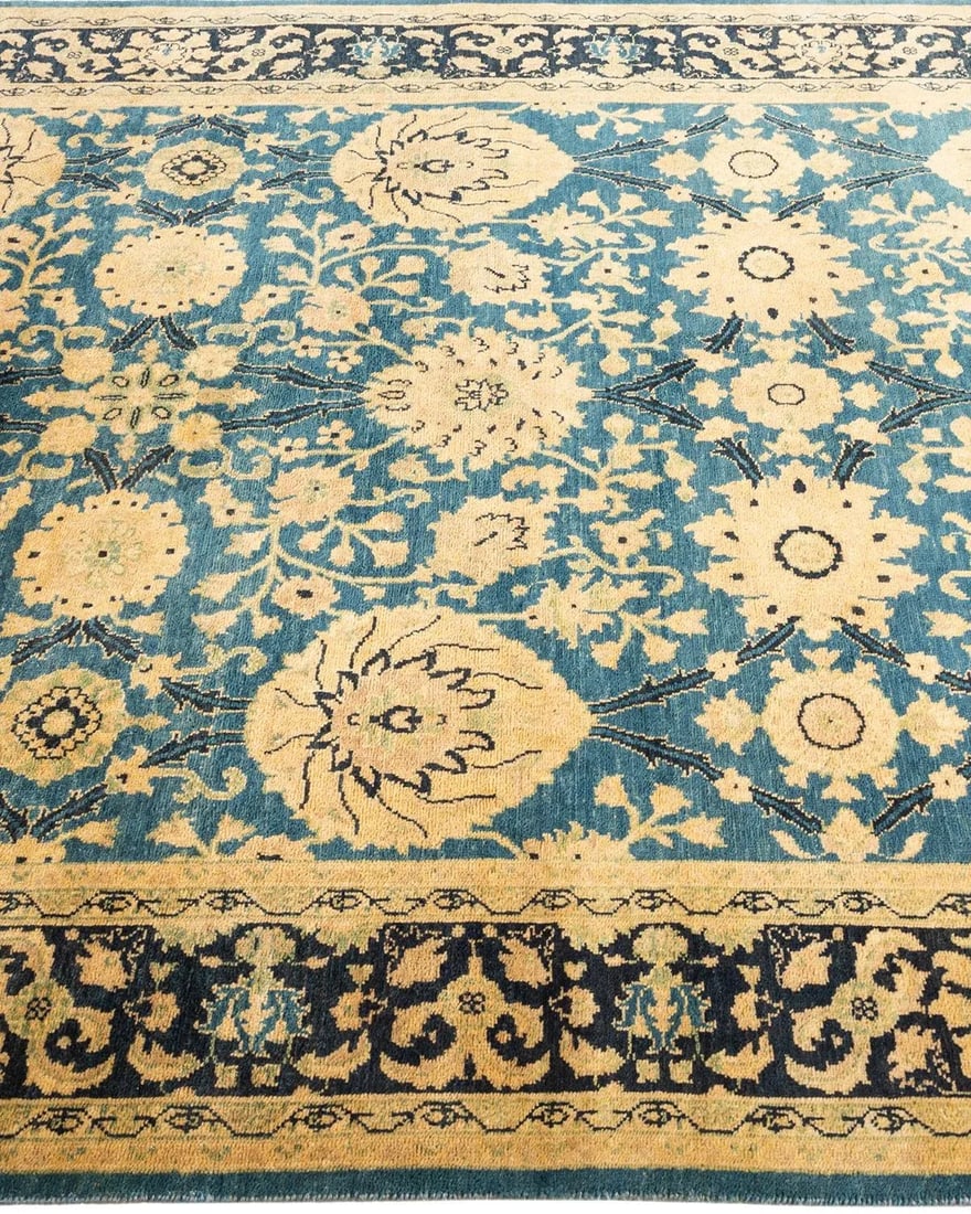 Eclectic Hand-Knotted Area Rug - Light Blue, 5' 0" x 7' 10" - 4