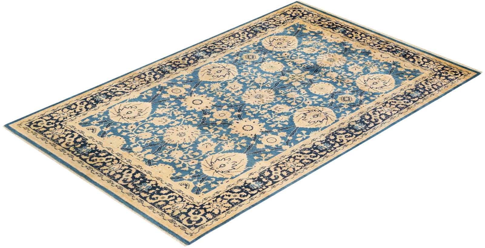 Eclectic Hand-Knotted Area Rug - Light Blue, 5' 0" x 7' 10" - 8