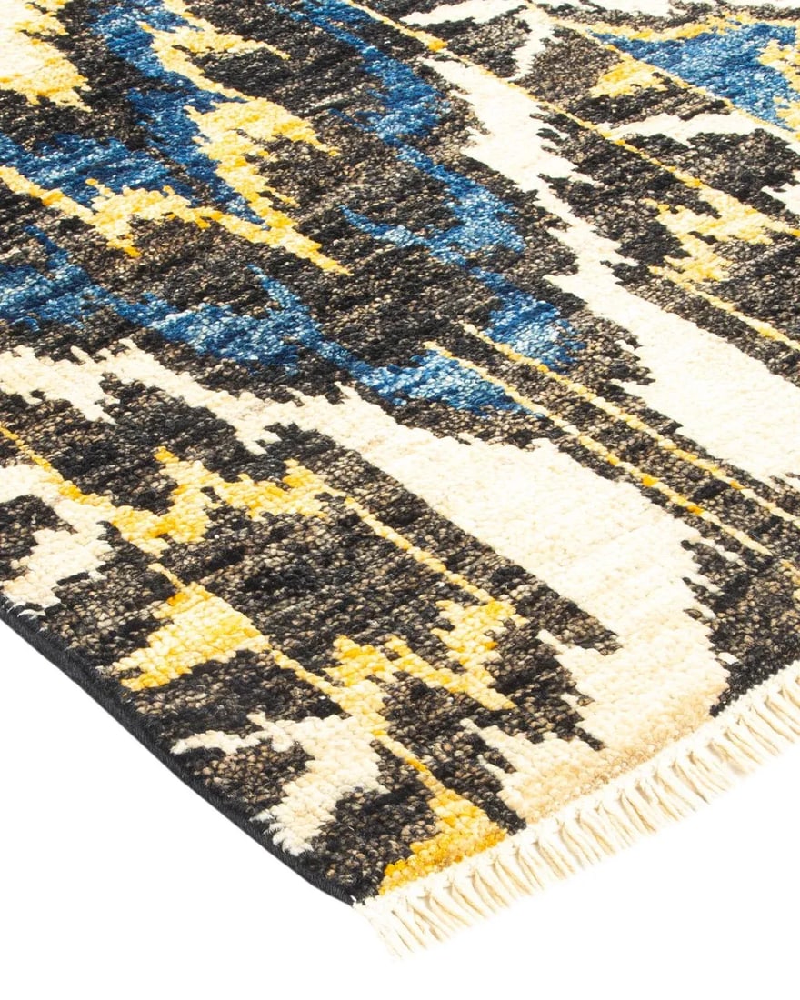 Modern Hand-Knotted Area Rug - Black, 3' 10" x 6' 2" - 2