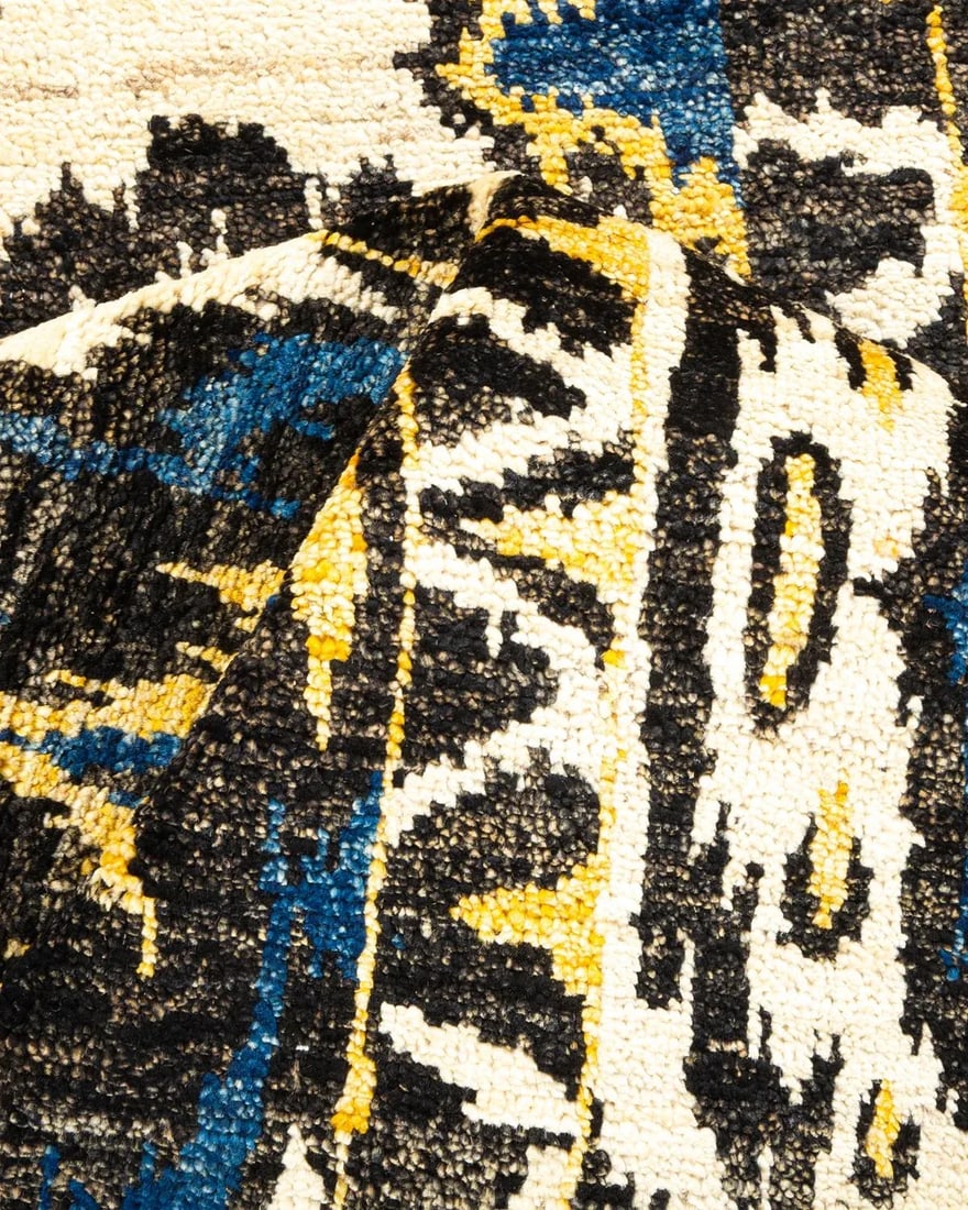 Modern Hand-Knotted Area Rug - Black, 3' 10" x 6' 2" - 7