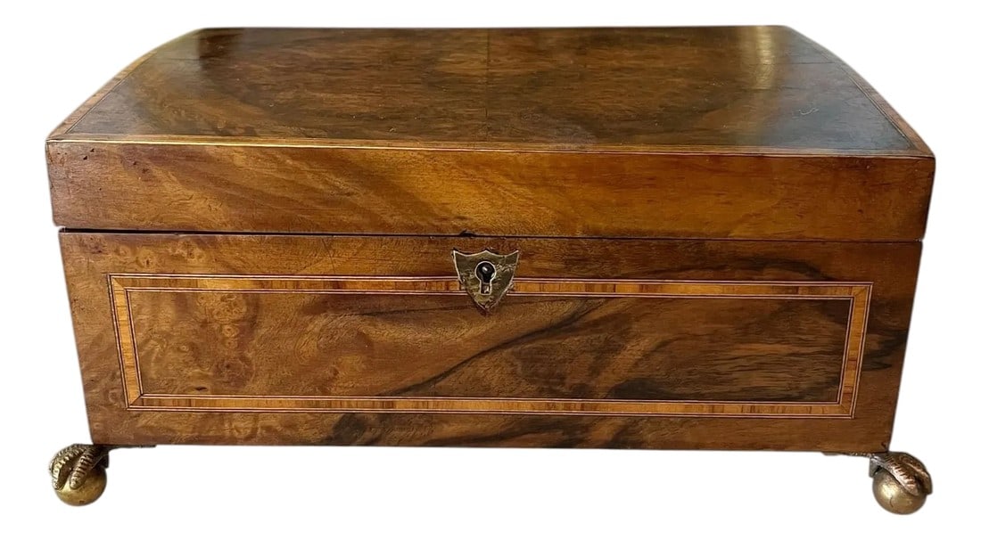 Neoclassical Mahogany Tea Caddy With Lion Paw Feet (1 of 6)