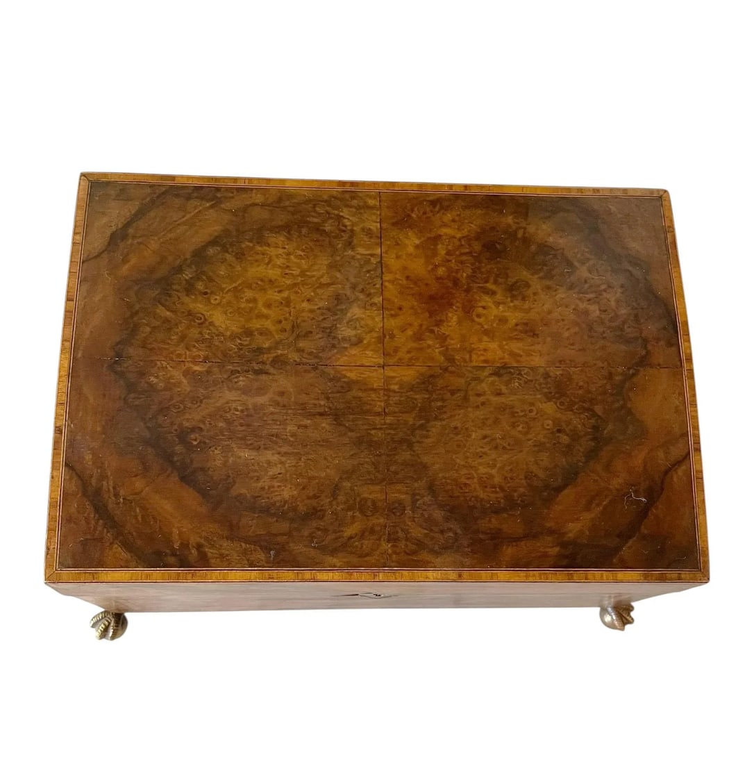 Neoclassical Mahogany Tea Caddy With Lion Paw Feet - 4
