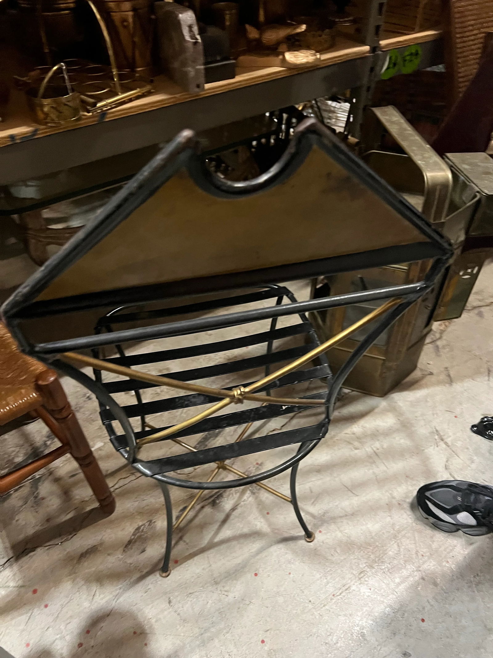 1970s Gold and Black Skinny Wired Chair - 3