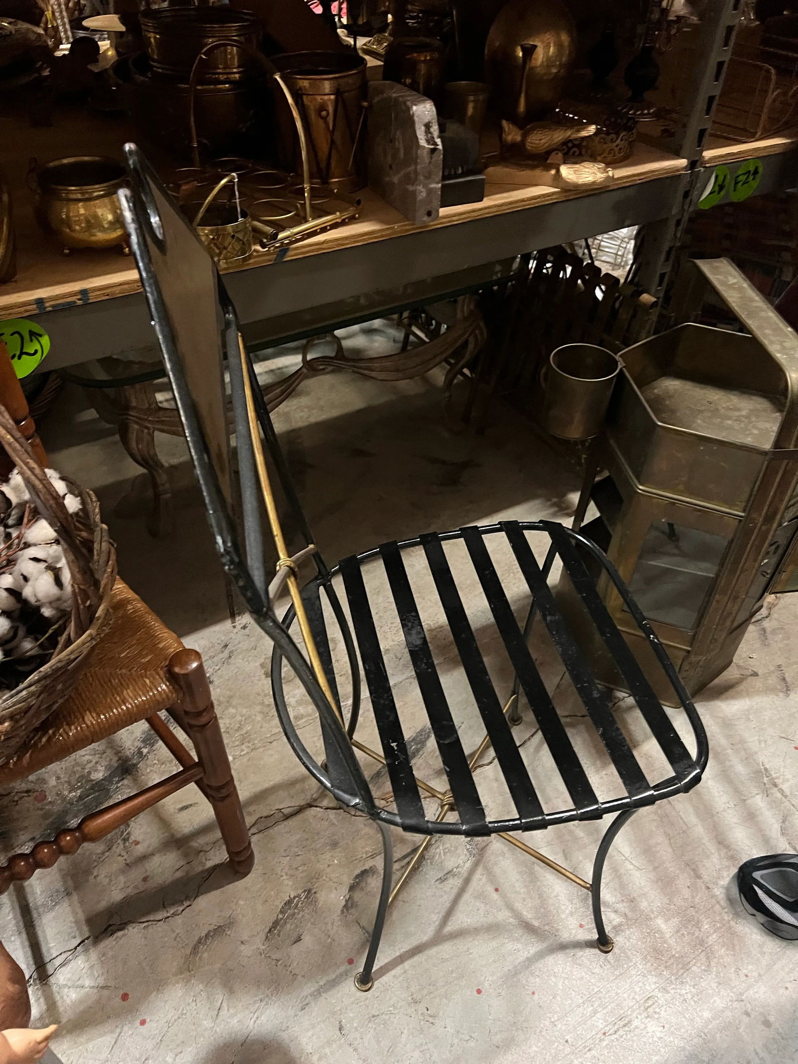 1970s Gold and Black Skinny Wired Chair - 4