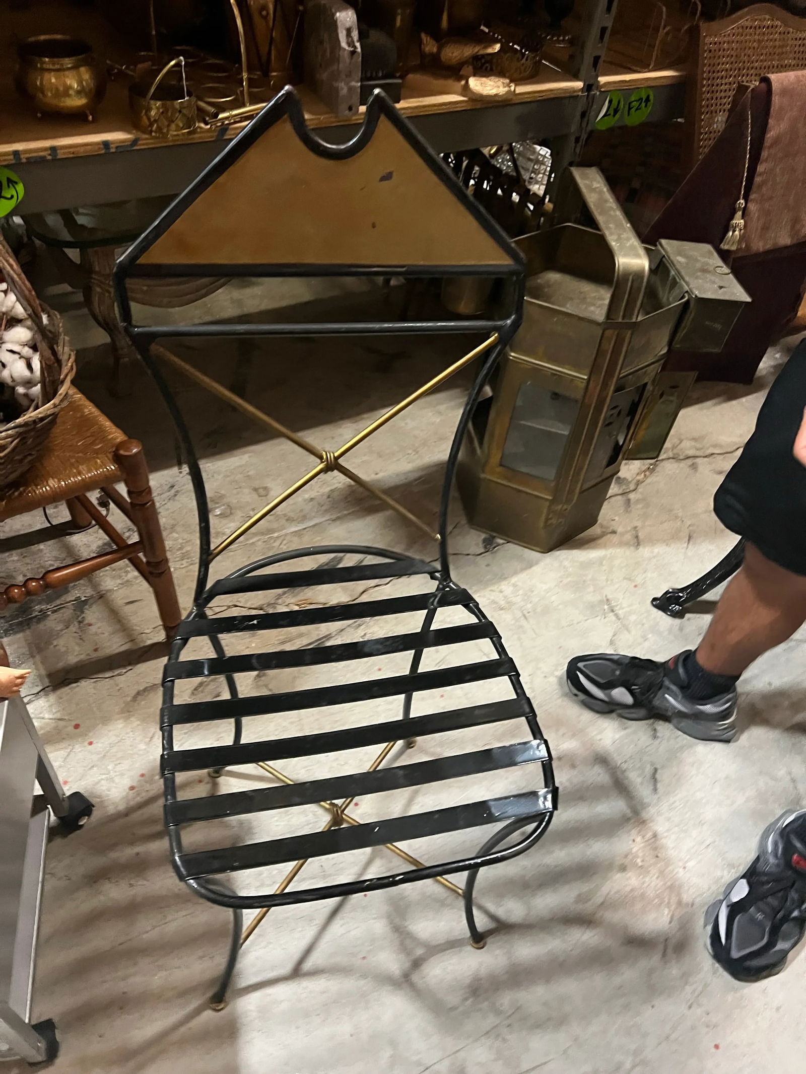 1970s Gold and Black Skinny Wired Chair - 5