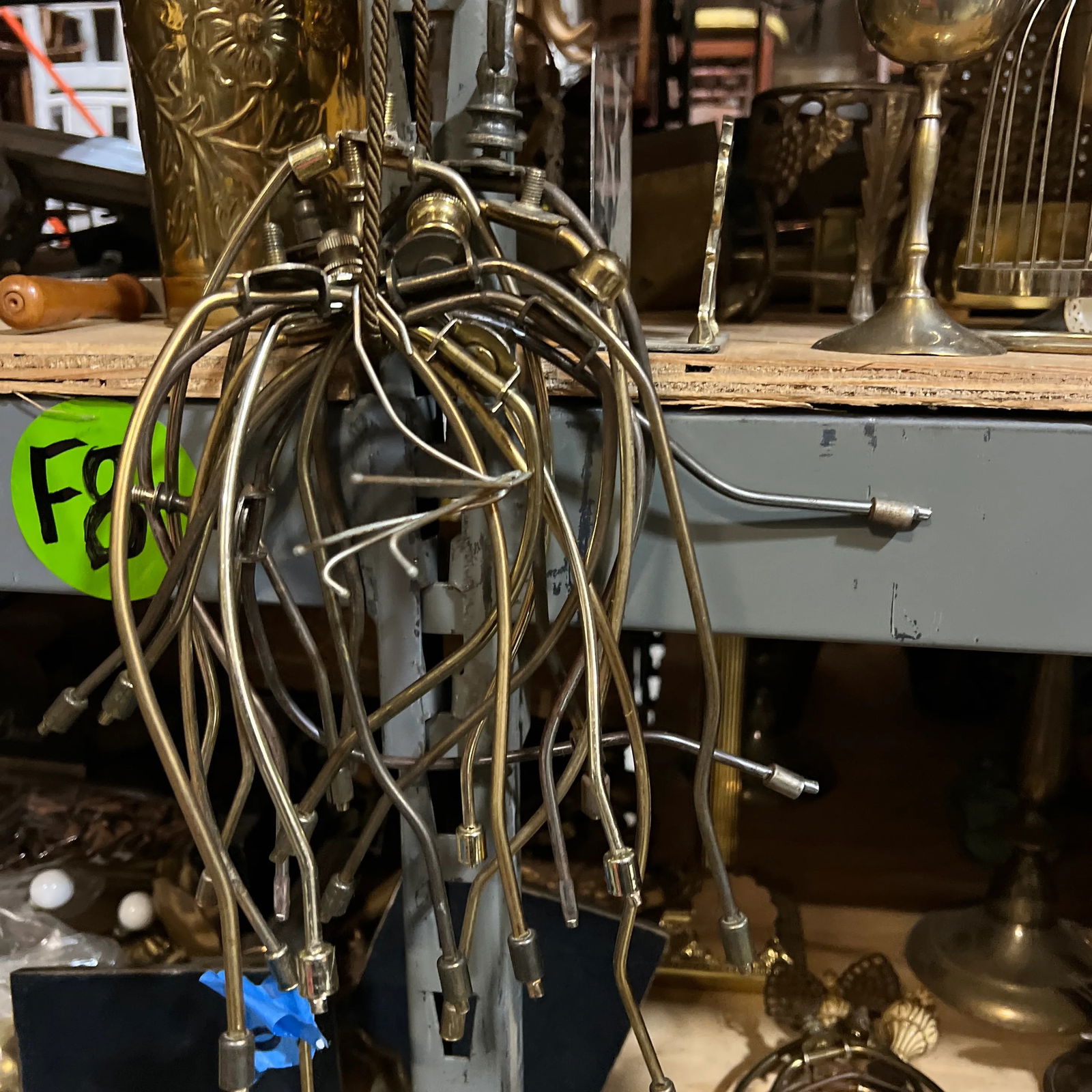 Pair of 1970s Brass Lamp Harps and Finials - 6