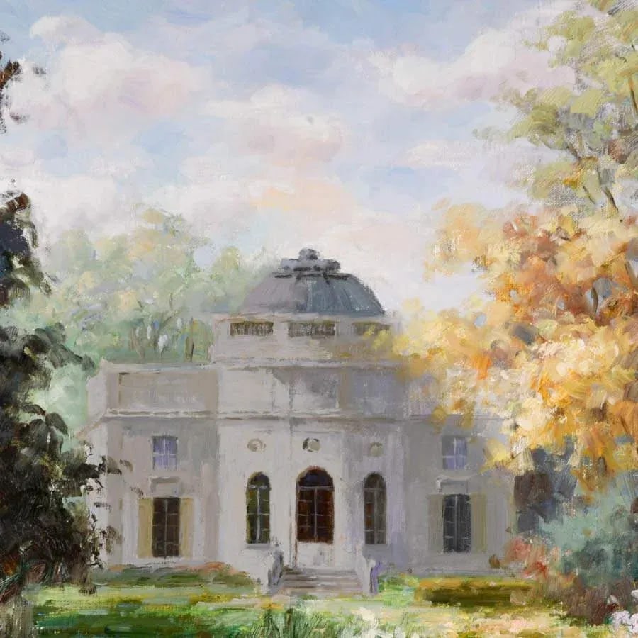 Late 20th Century Framed Signed Zhao Song the Garden at Chateau De Bagatelle Oil on Canvas - 3